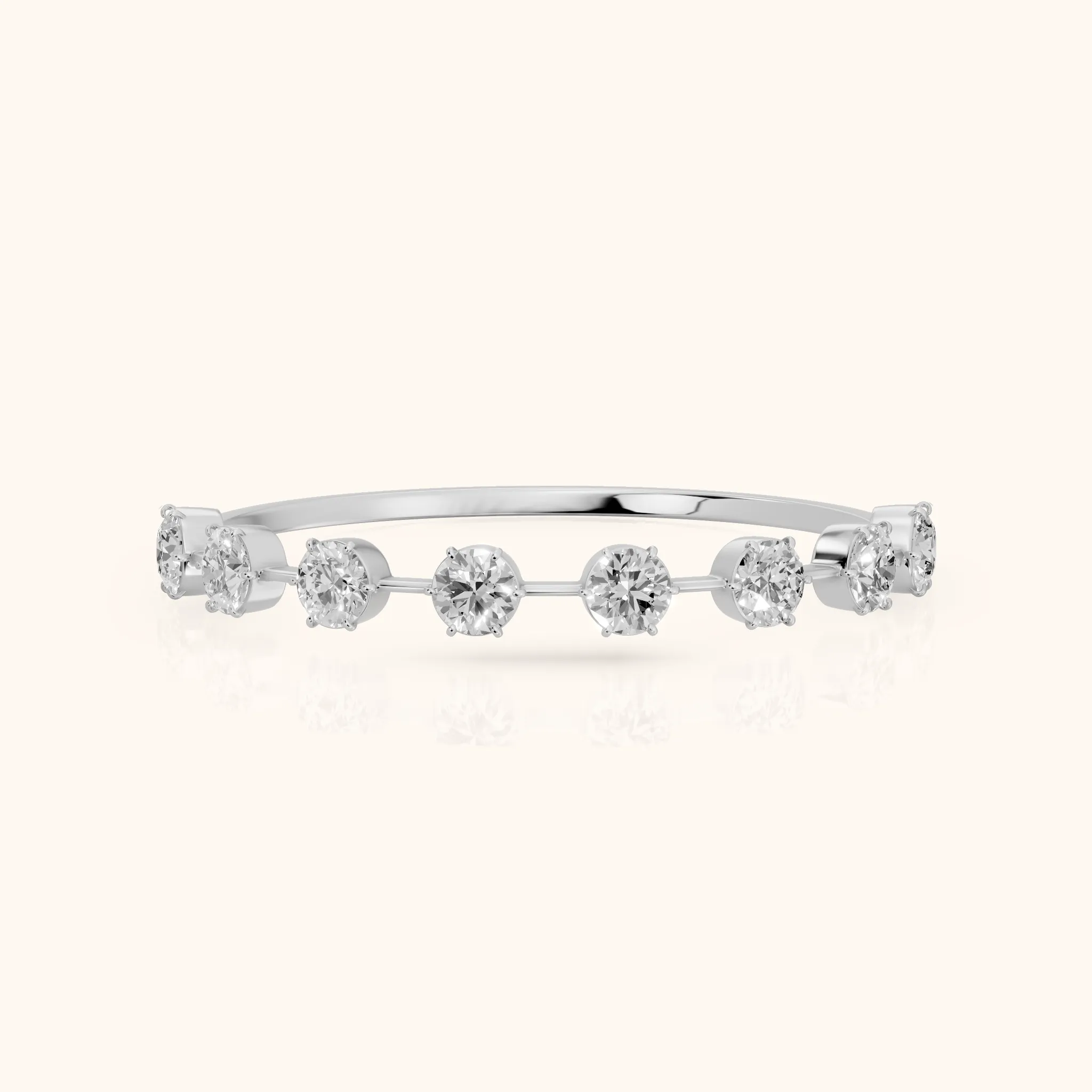 Elise Petite Round Diamond Half Eternity Band in Silver — view 1