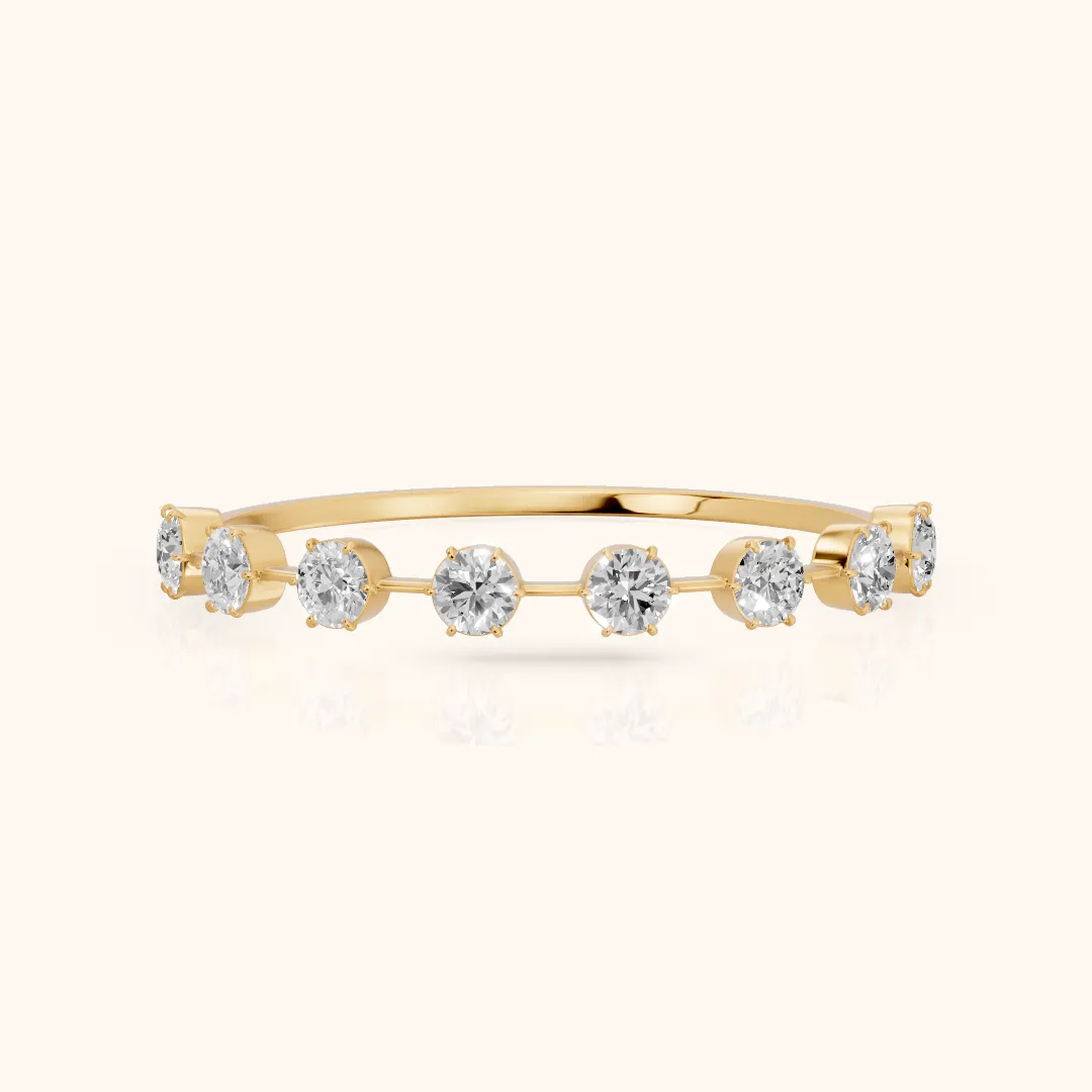 Elise Petite Round Diamond Half Eternity Band in Yellow Gold — view 2