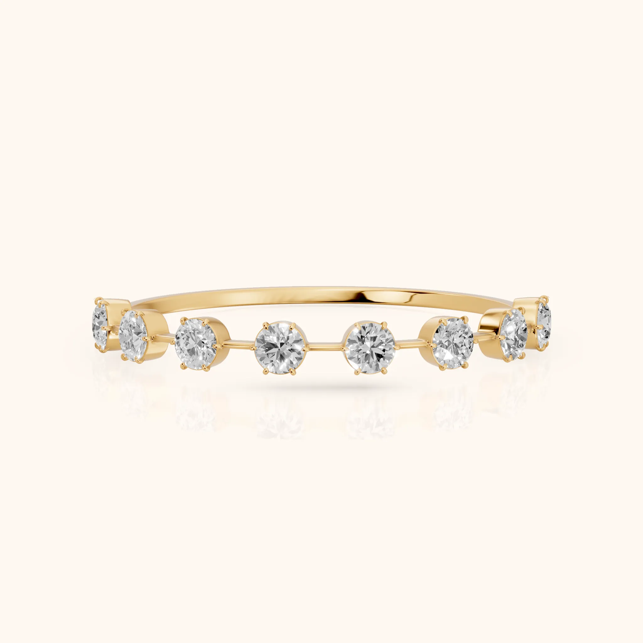 Elise Petite Round Diamond Half Eternity Band in Yellow Gold — view 1