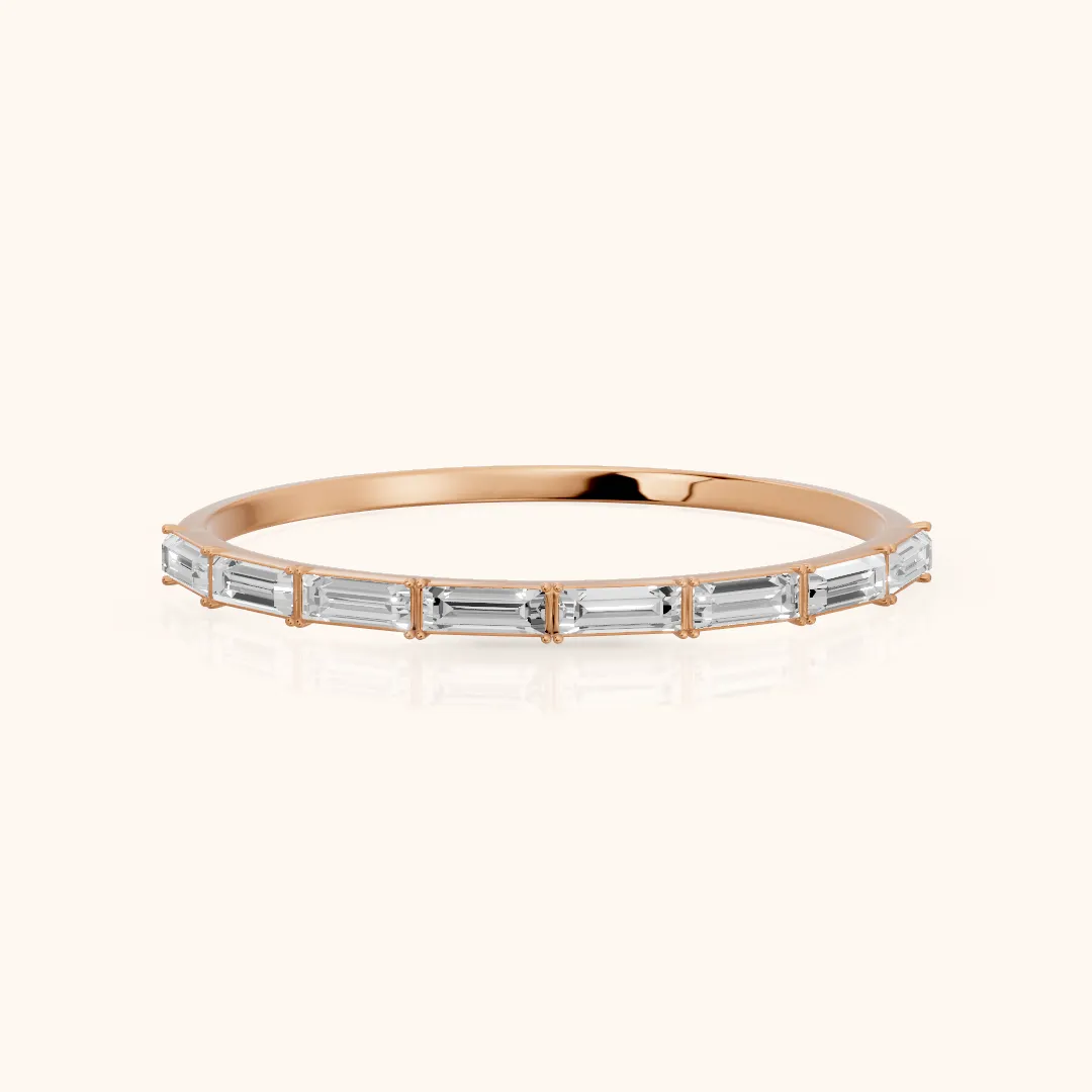 Gaia Bar Set Baguette Diamond Half Eternity Band in Rose Gold — view 2