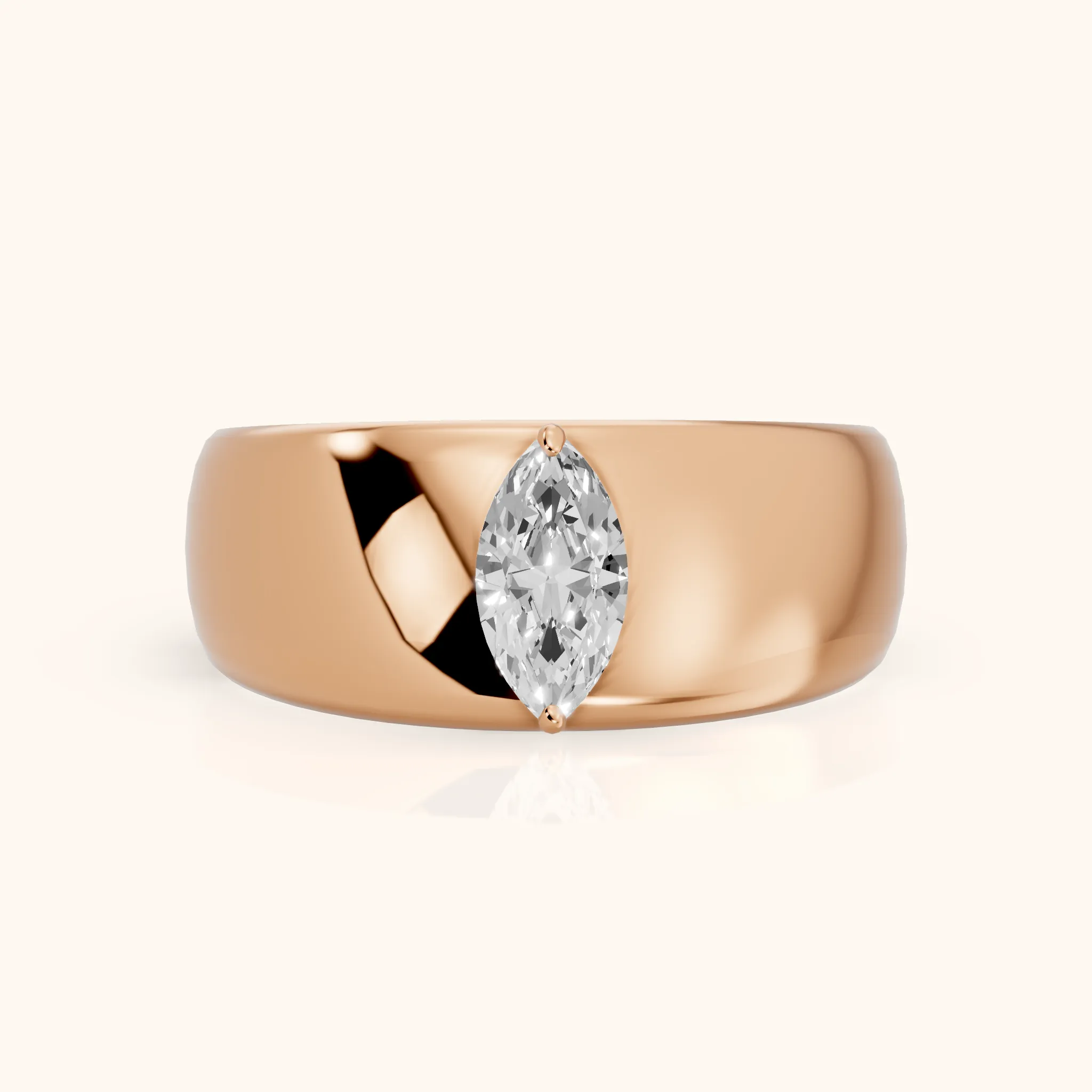 Marta Low Dome Marquise Diamond Wedding Band in Rose Gold — view 1