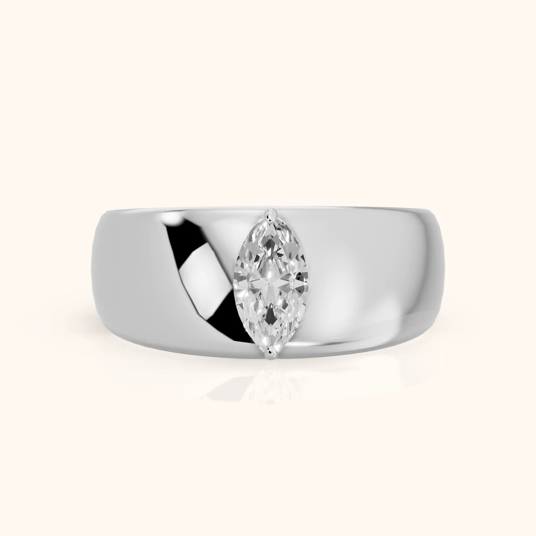 Marta Low Dome Marquise Diamond Wedding Band in Silver — view 1
