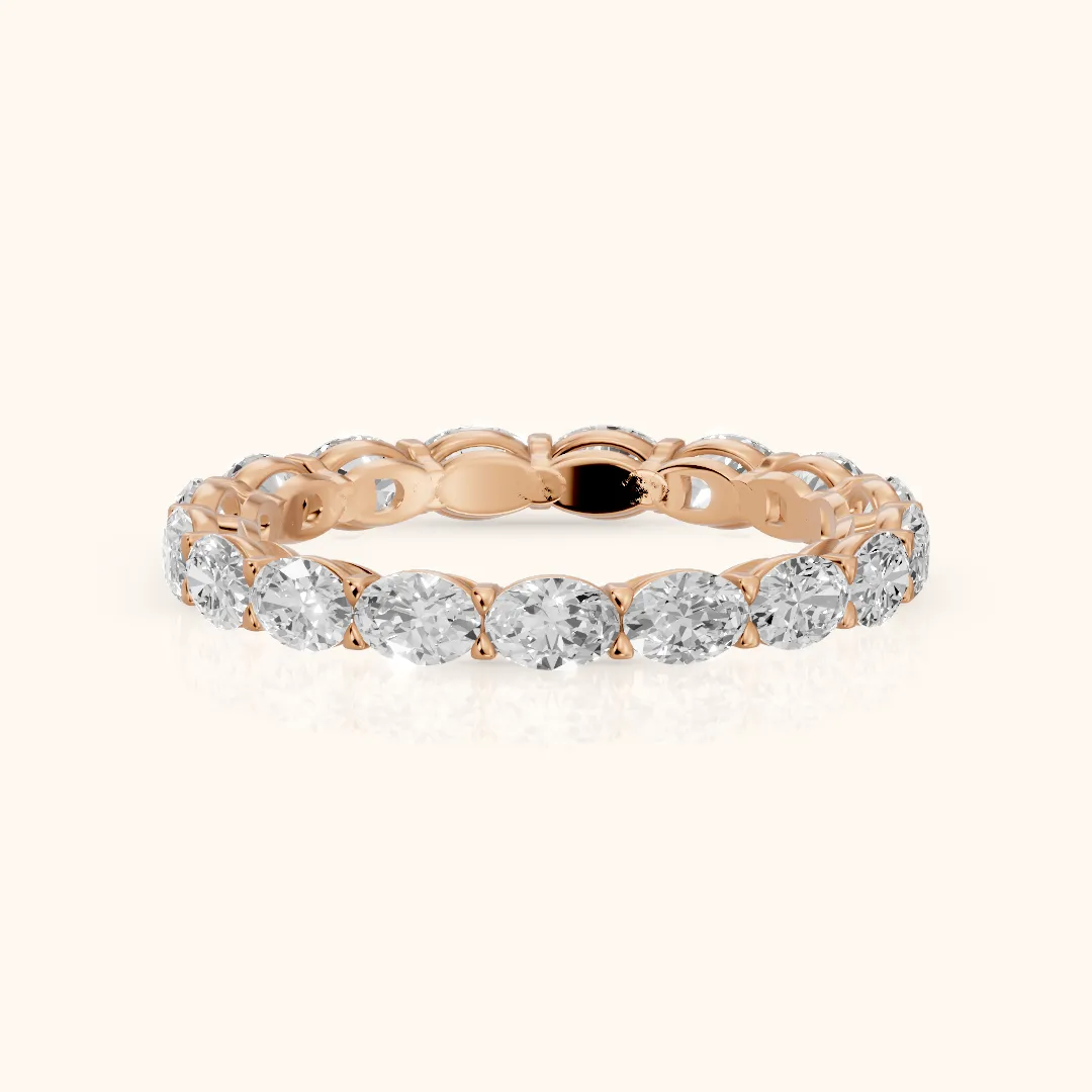 Silvia East-West Oval Diamond Eternity Band in Rose Gold — view 2
