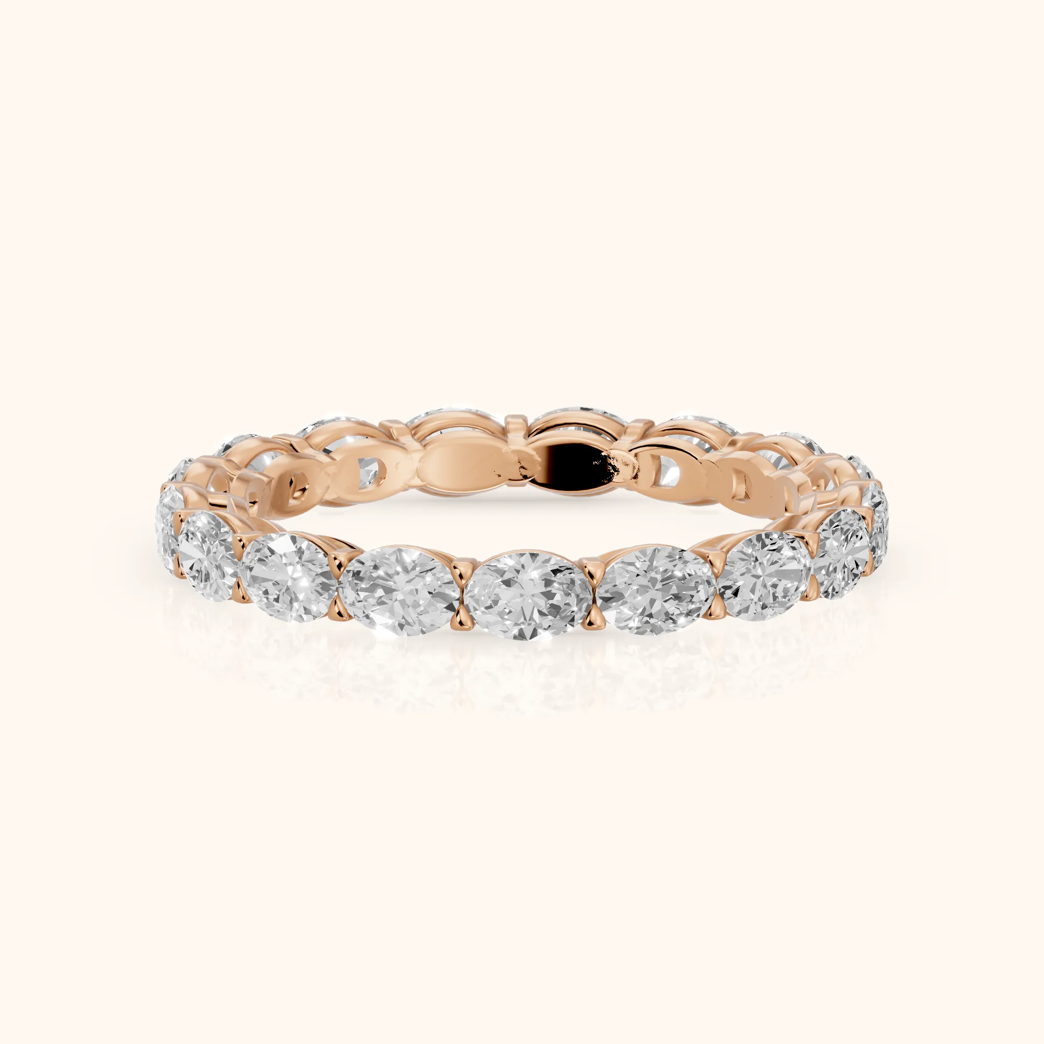 Silvia East-West Oval Diamond Eternity Band in Rose Gold — view 1