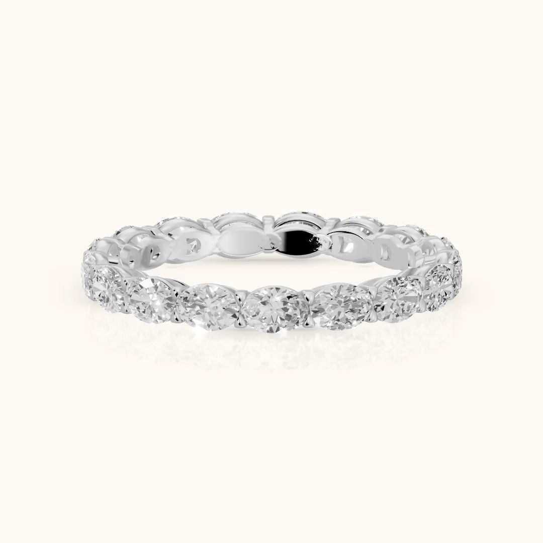Silvia East-West Oval Diamond Eternity Band in Silver — view 2