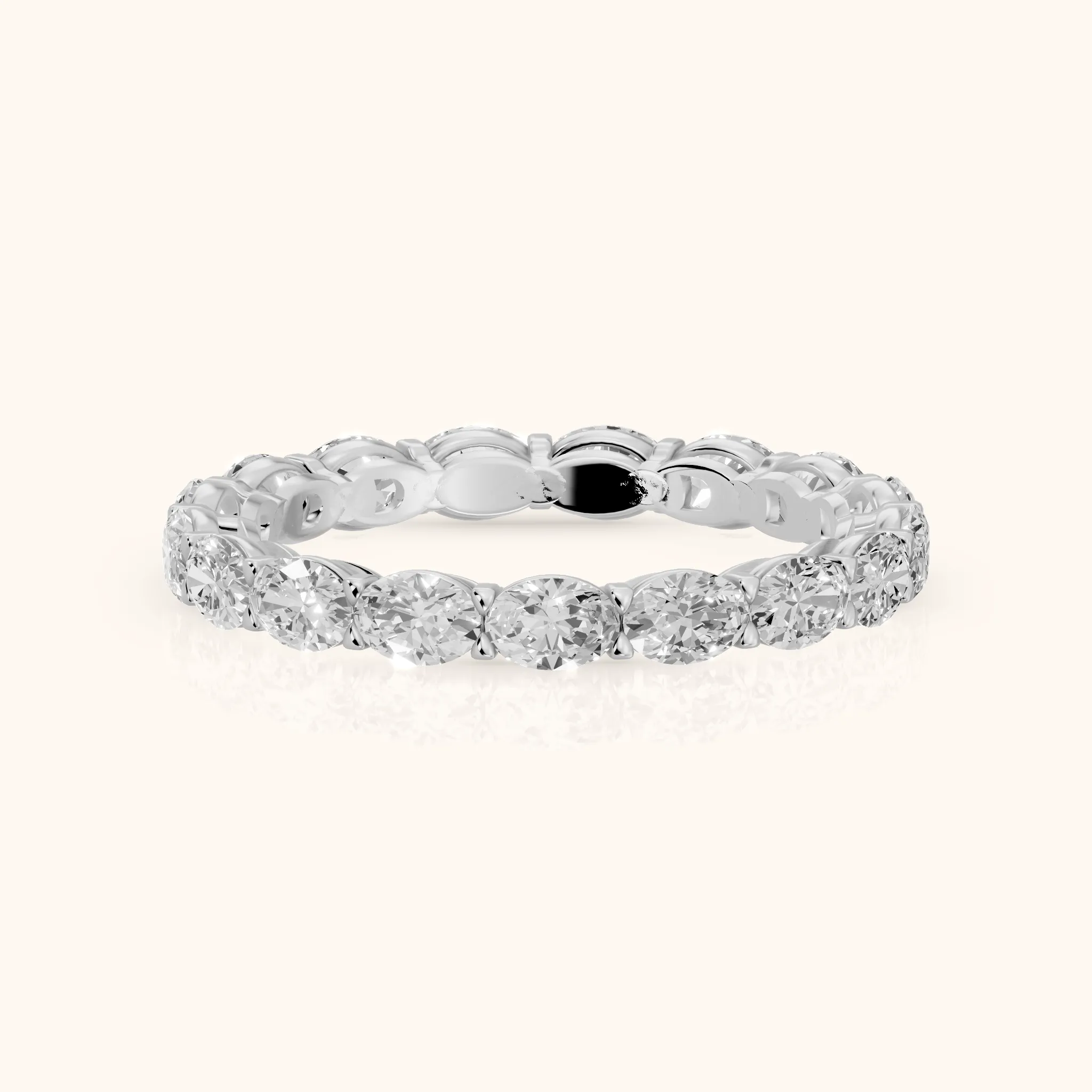 Silvia East-West Oval Diamond Eternity Band in Silver — view 1