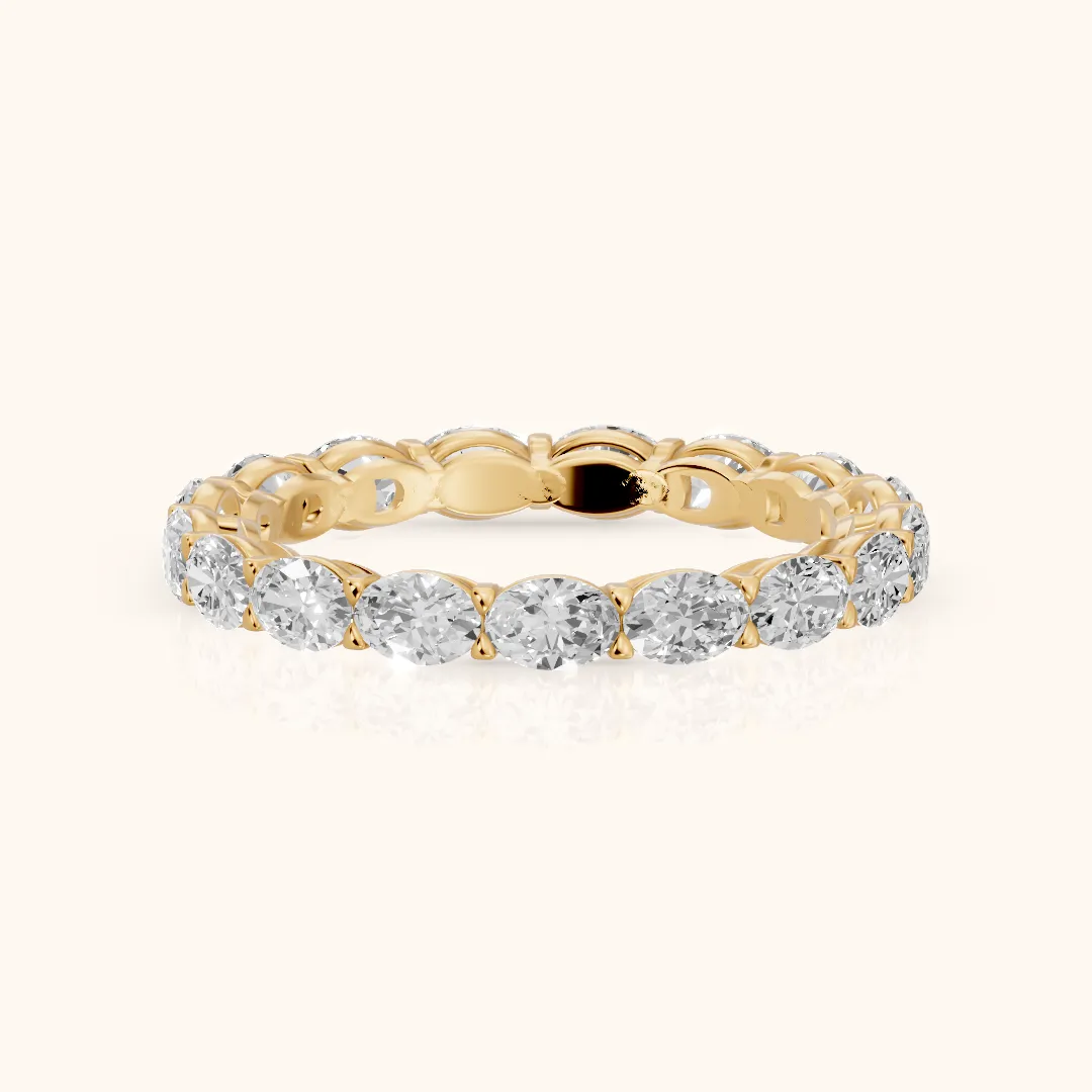 Silvia East-West Oval Diamond Eternity Band in Yellow Gold — view 2