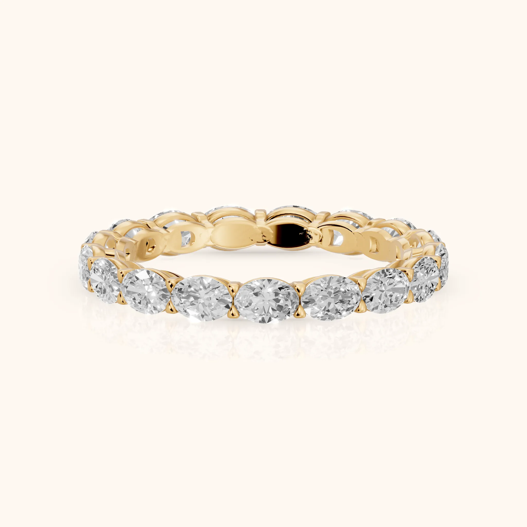 Silvia East-West Oval Diamond Eternity Band in Yellow Gold — view 1