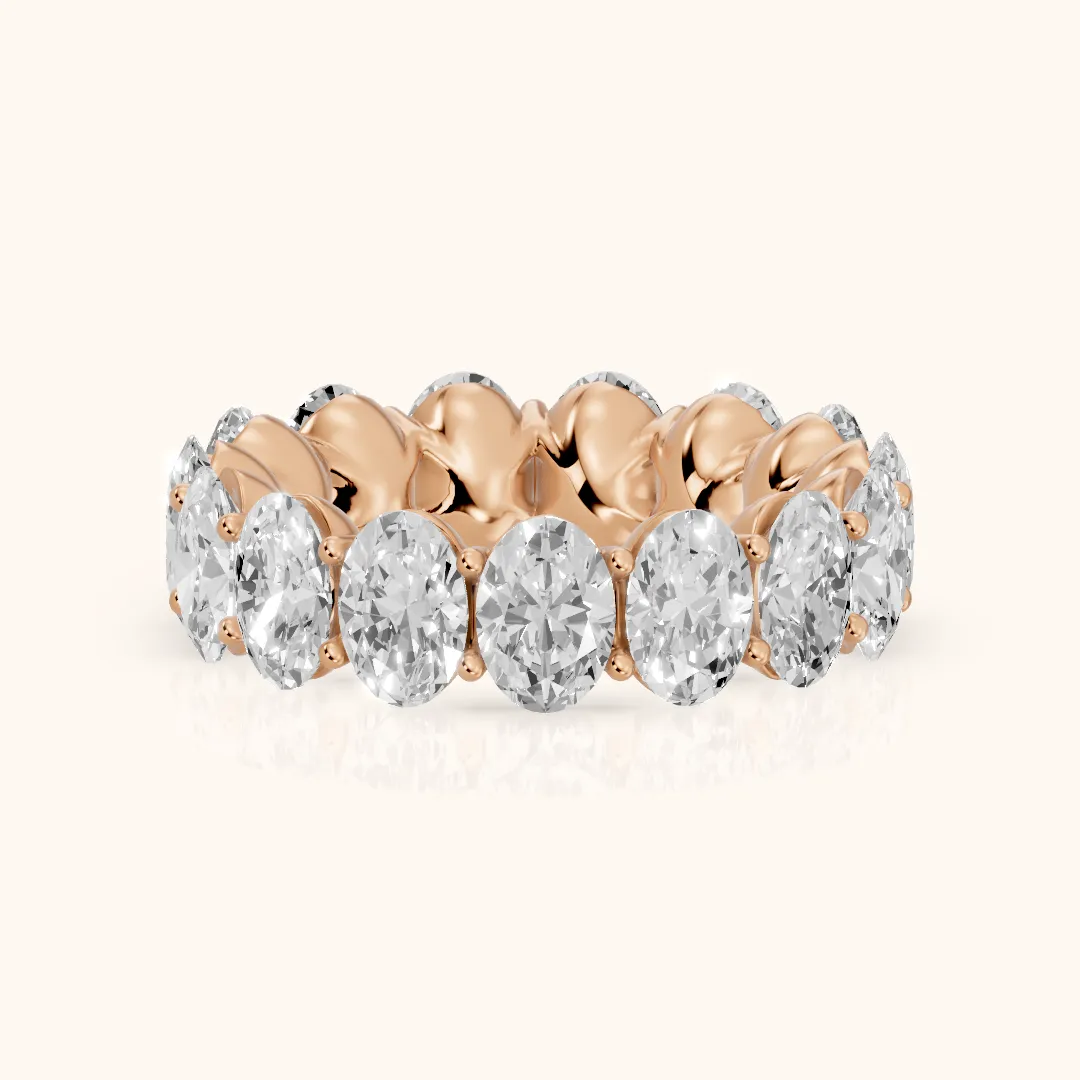 Flavia Shared Prong Oval Diamond Eternity Band in Rose Gold — view 2