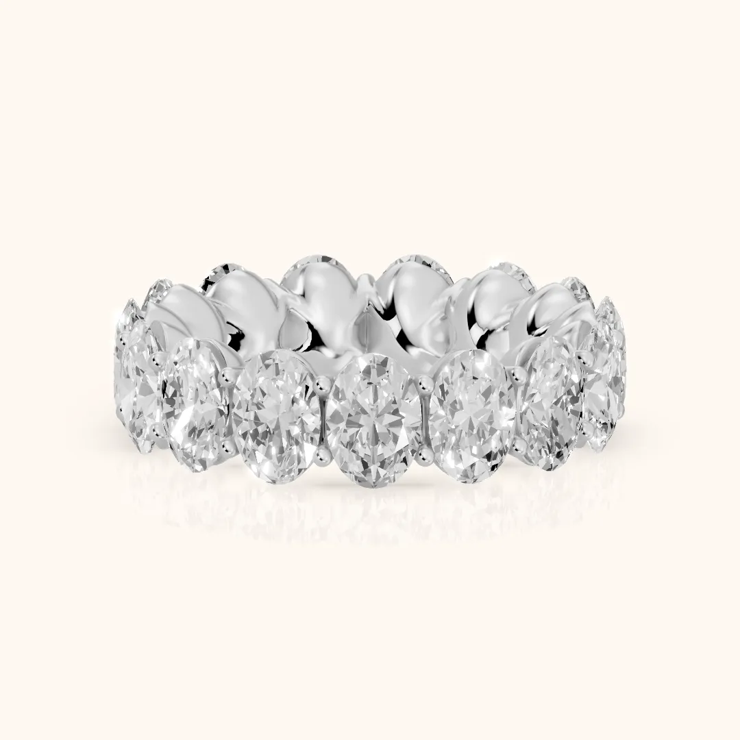 Flavia Shared Prong Oval Diamond Eternity Band in Silver — view 2