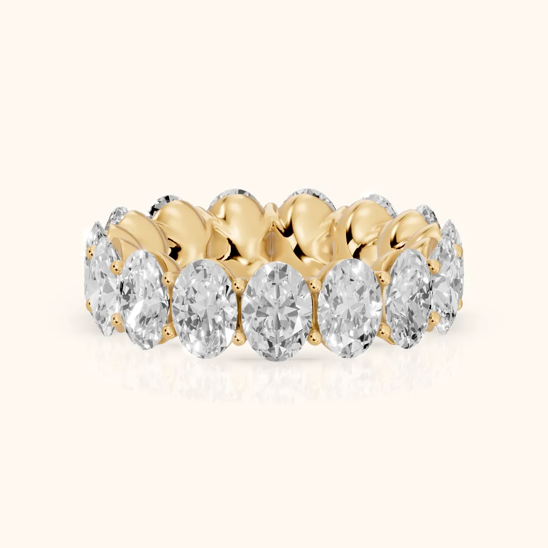 Flavia Shared Prong Oval Diamond Eternity Band in Yellow Gold — view 2