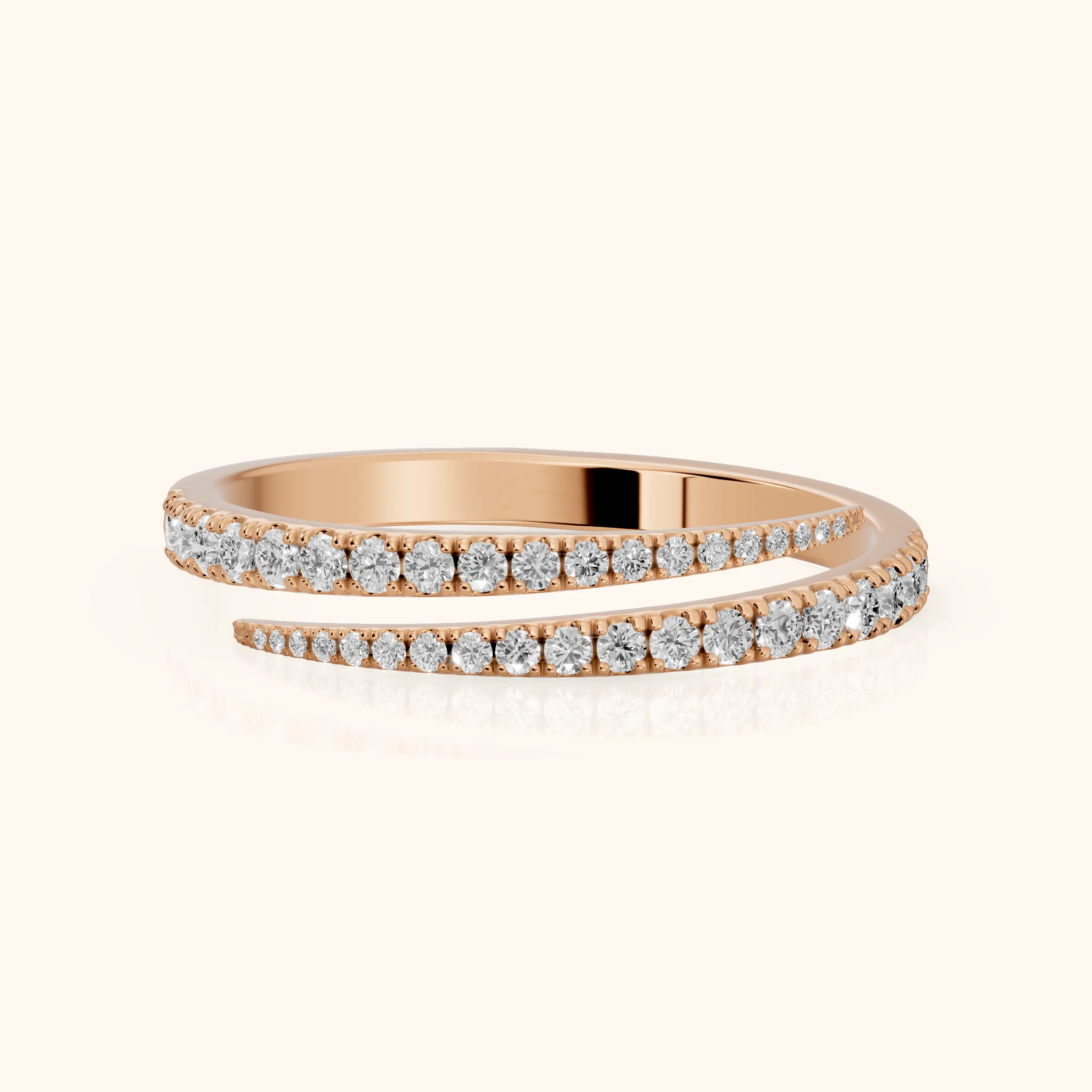 Mina Bypass Round Diamond Wedding Band in Rose Gold — view 1