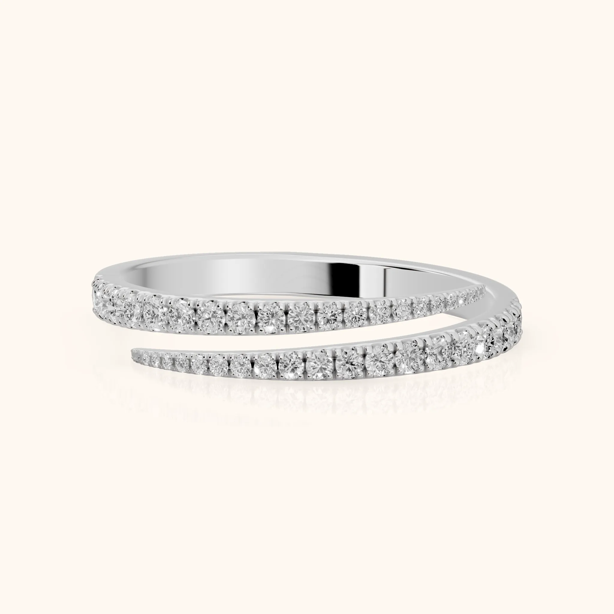 Mina Bypass Round Diamond Wedding Band in Silver — view 1