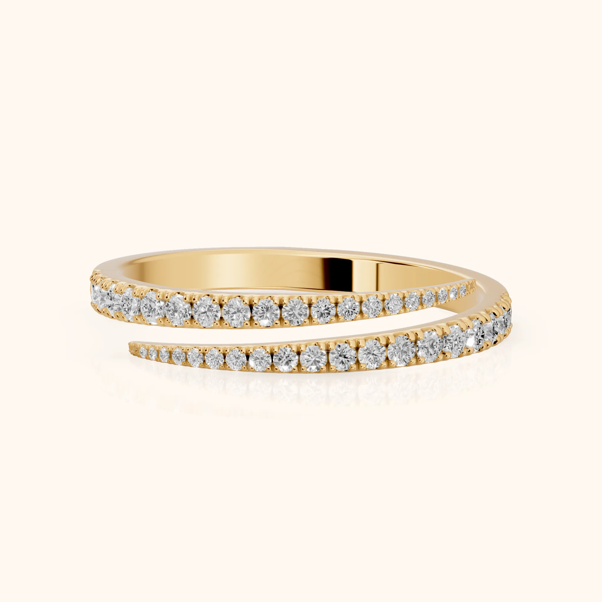 Mina Bypass Round Diamond Wedding Band in Yellow Gold — view 1