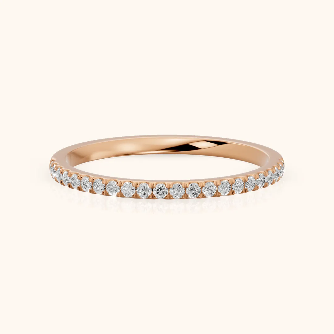 Milena Micropavé Round Diamond Half Eternity Band in Rose Gold — view 2