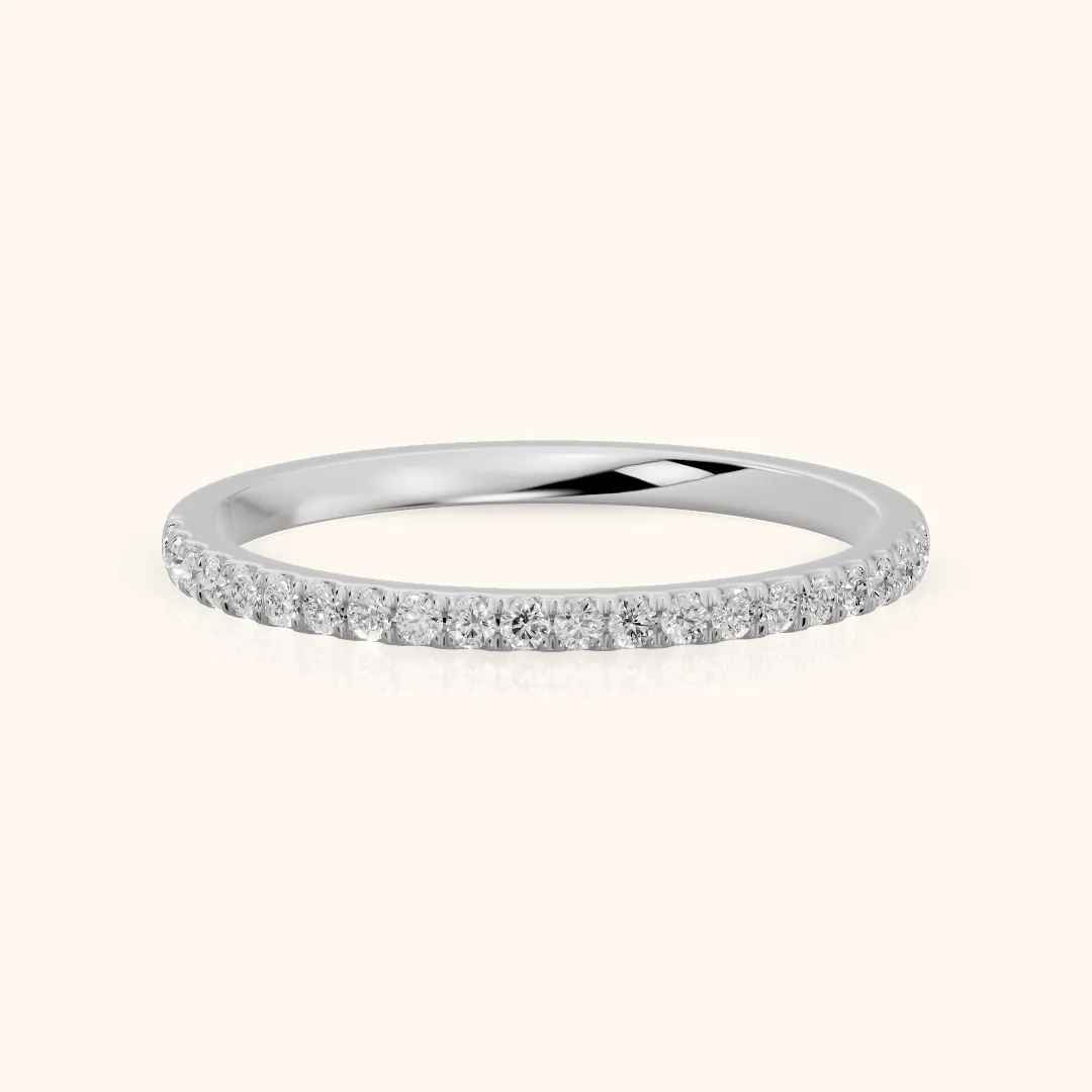 Milena Micropavé Round Diamond Half Eternity Band in Silver — view 2