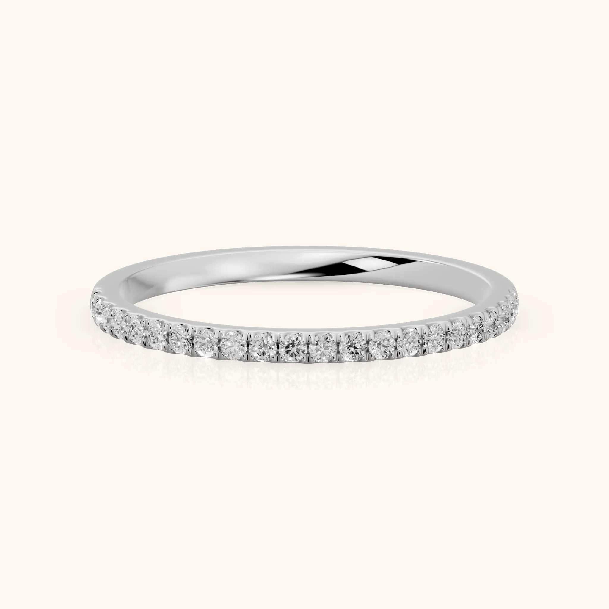 Milena Micropavé Round Diamond Half Eternity Band in Silver — view 1
