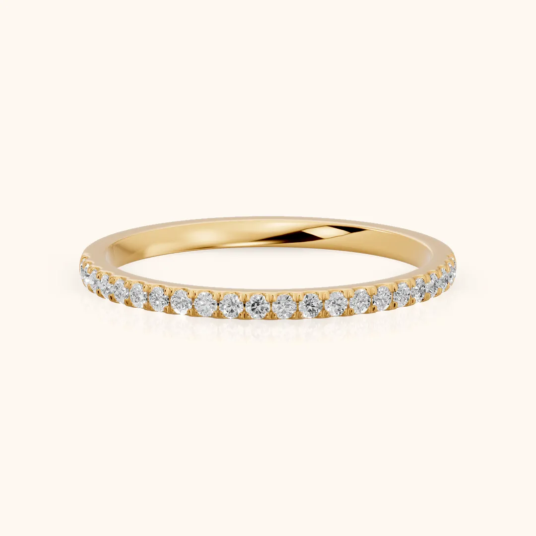 Milena Micropavé Round Diamond Half Eternity Band in Yellow Gold — view 2