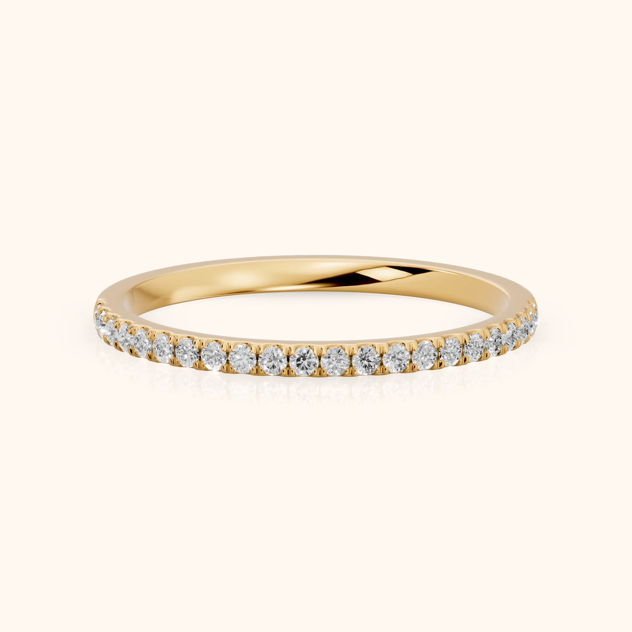 Milena Micropavé Round Diamond Half Eternity Band in Yellow Gold — view 1