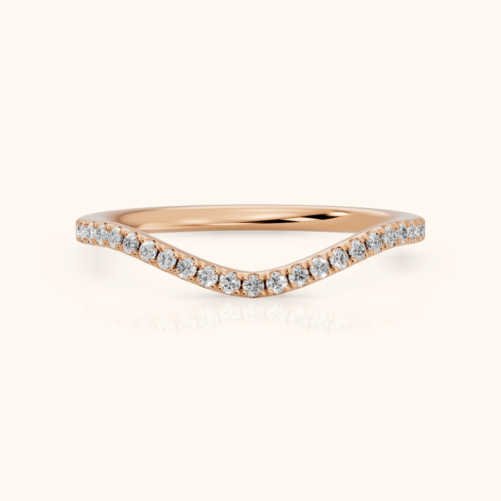 Nila Curved Round Diamond Stackable Ring in Rose Gold — view 1
