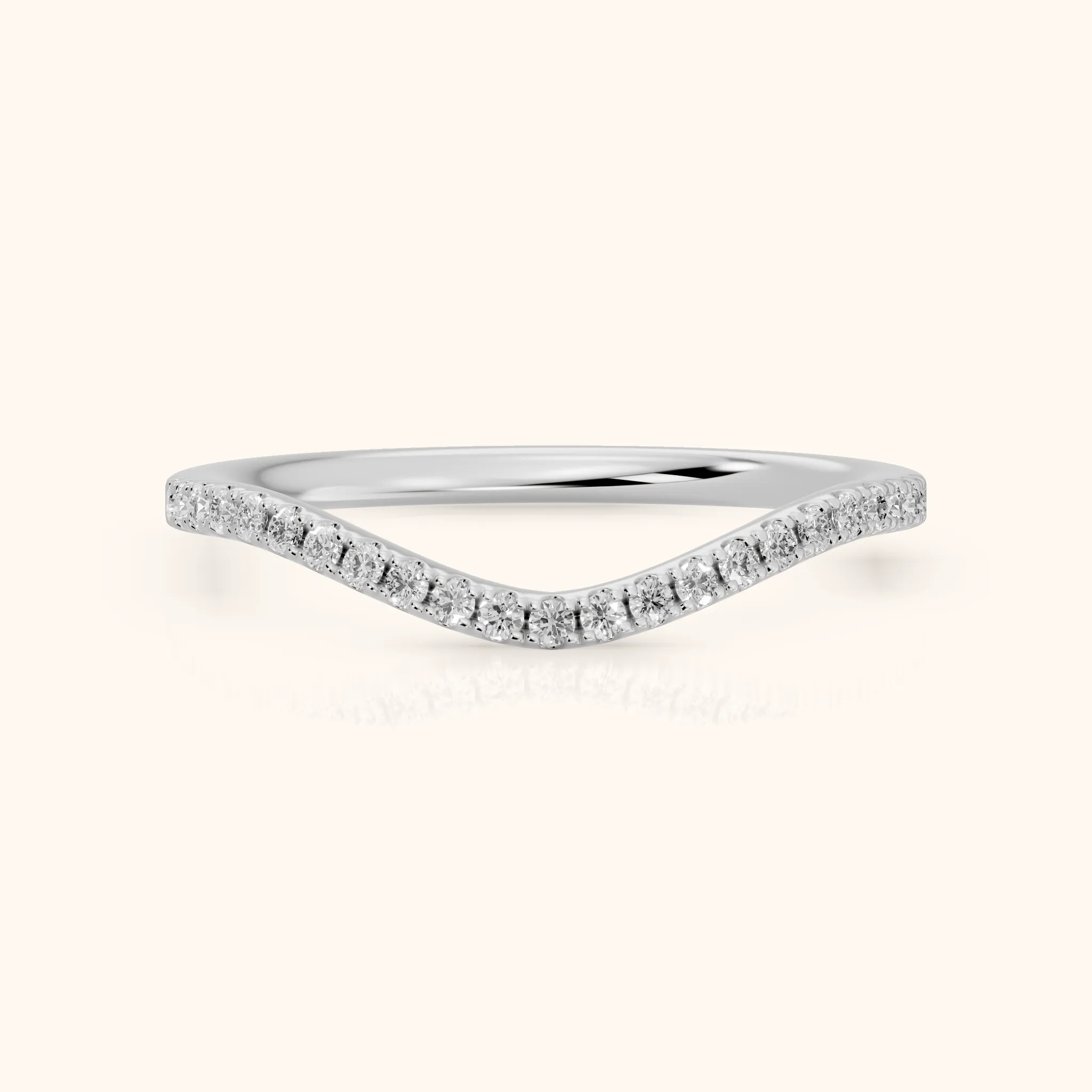 Nila Curved Round Diamond Stackable Ring in Platinum — view 1