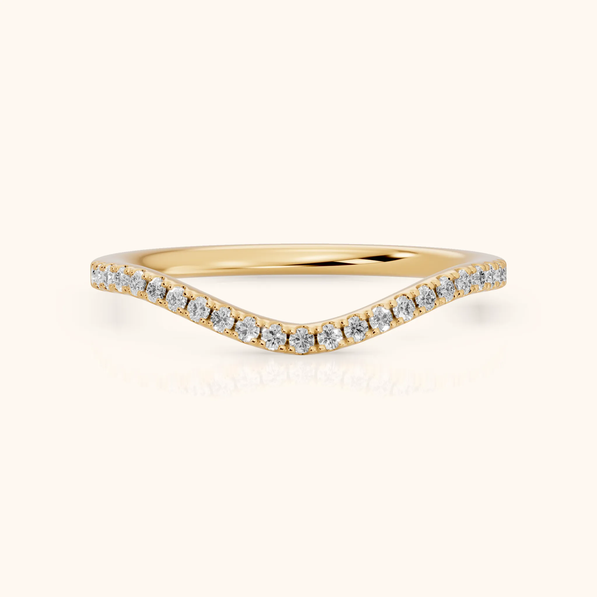Nila Curved Round Diamond Stackable Ring in Yellow Gold — view 1