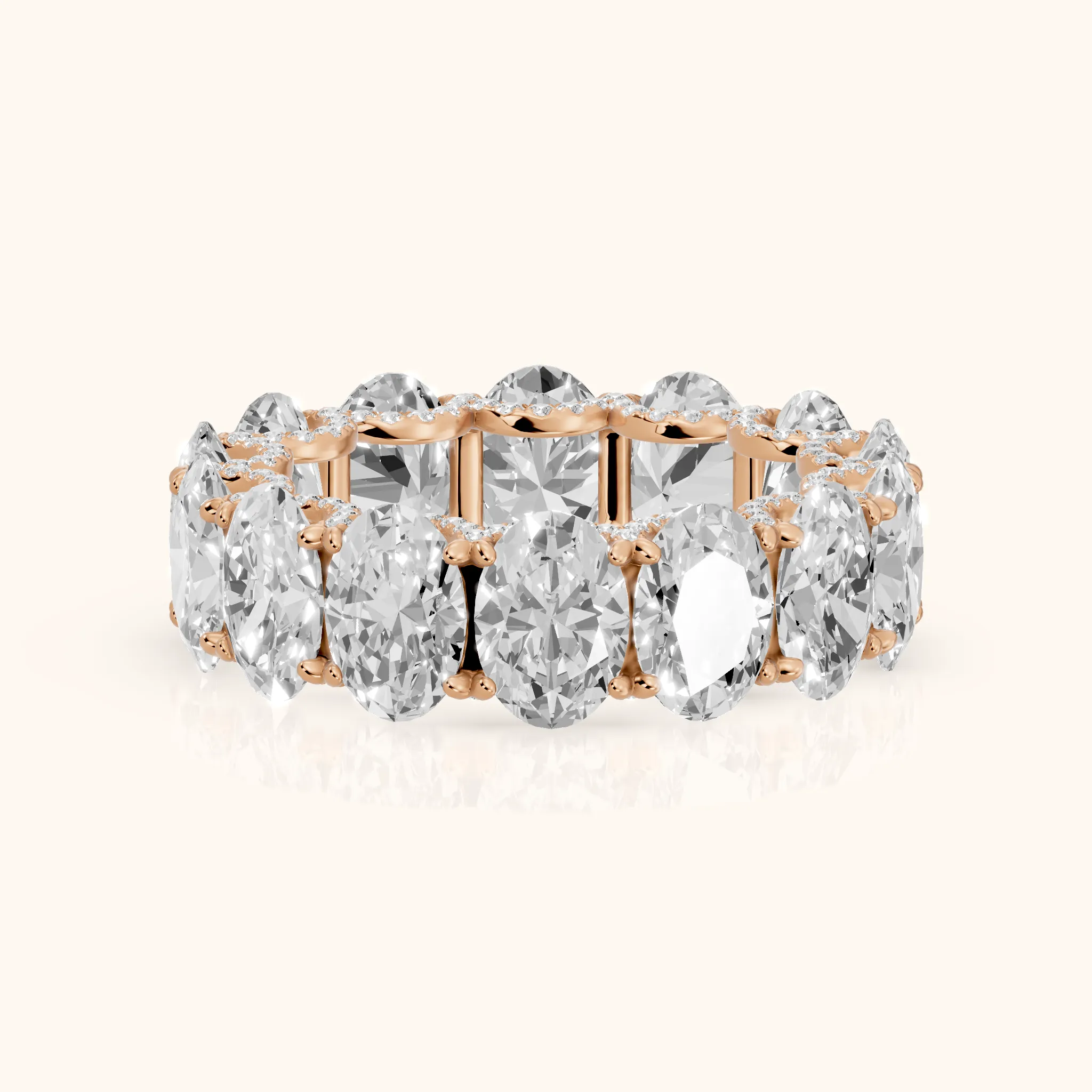 Rina East-West Oval Diamond Eternity Band in Rose Gold — view 1