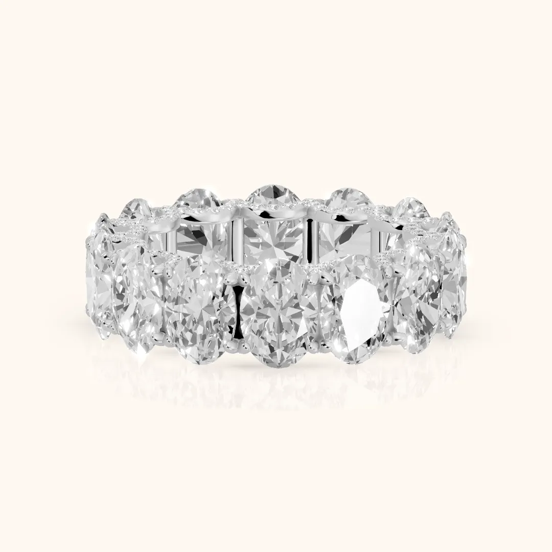 Rina East-West Oval Diamond Eternity Band in White Gold — view 2