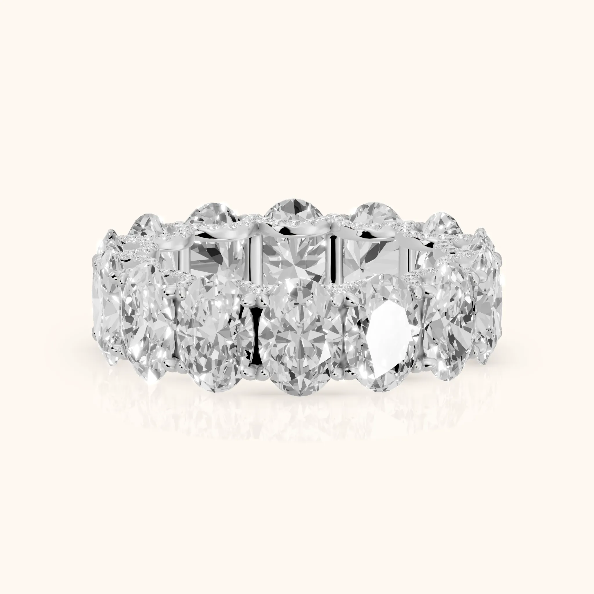 Rina East-West Oval Diamond Eternity Band in White Gold — view 1