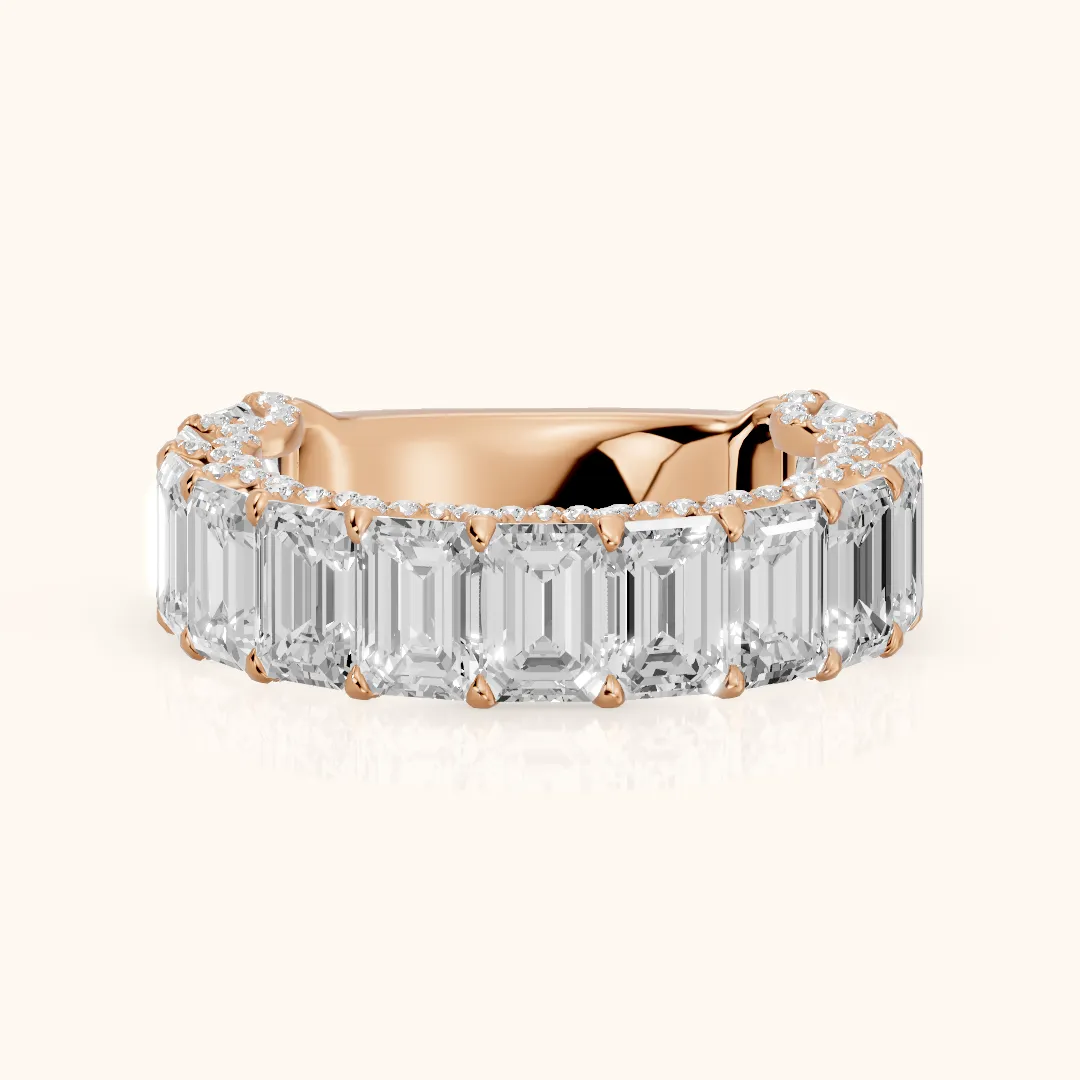 Tia Pavé Emerald Diamond Half Eternity Band in Rose Gold — view 2