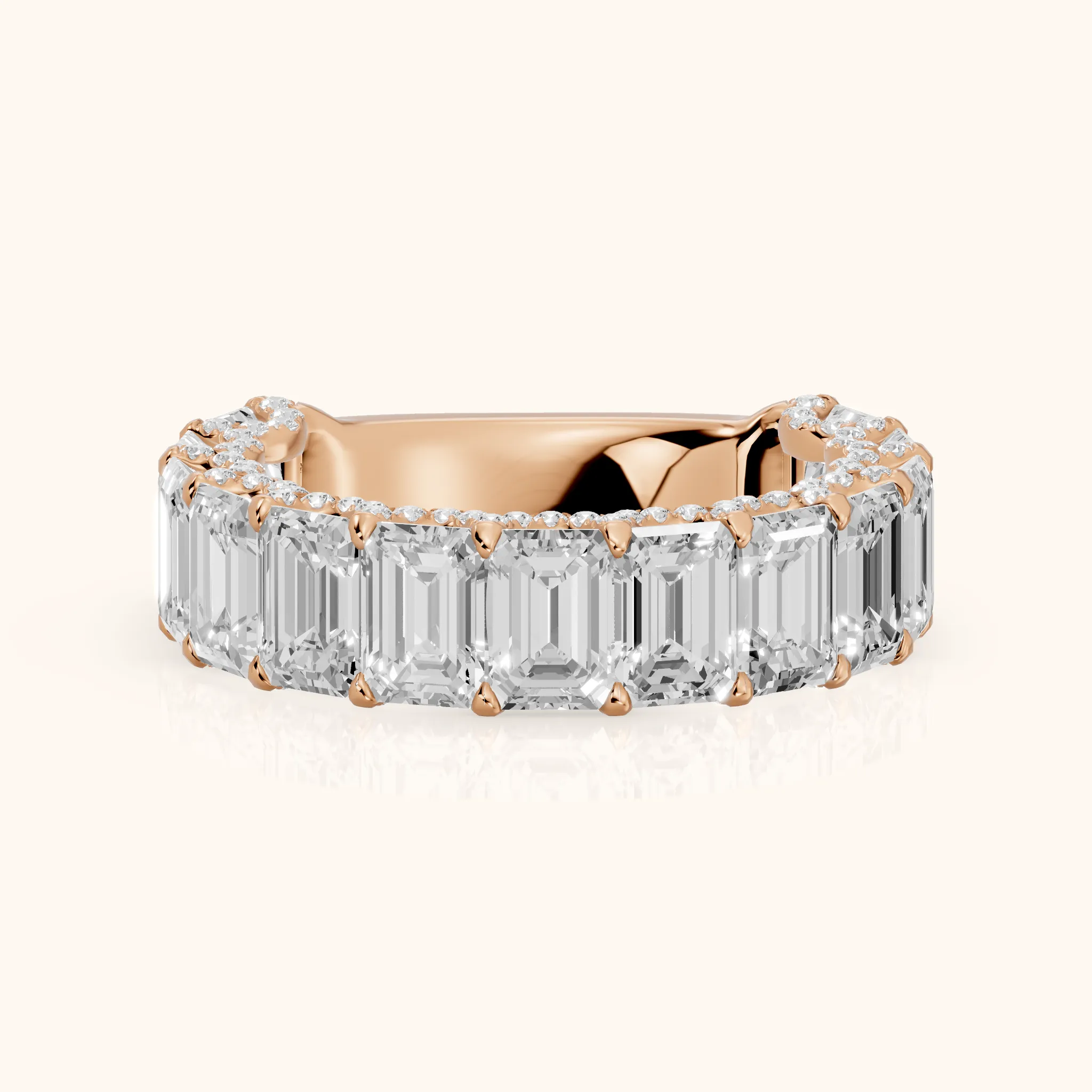 Tia Pavé Emerald Diamond Half Eternity Band in Rose Gold — view 1