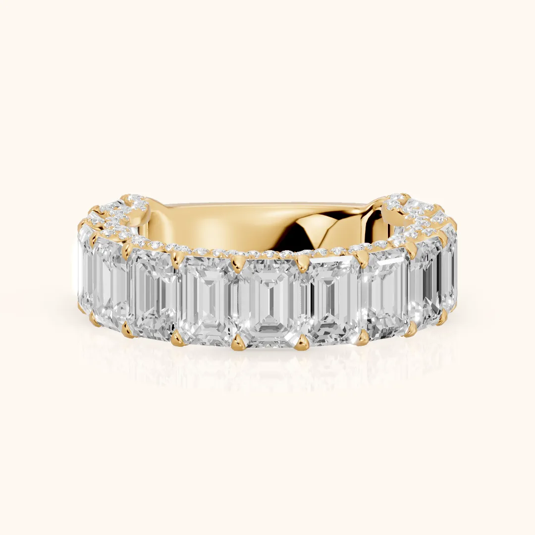 Tia Pavé Emerald Diamond Half Eternity Band in Yellow Gold — view 2