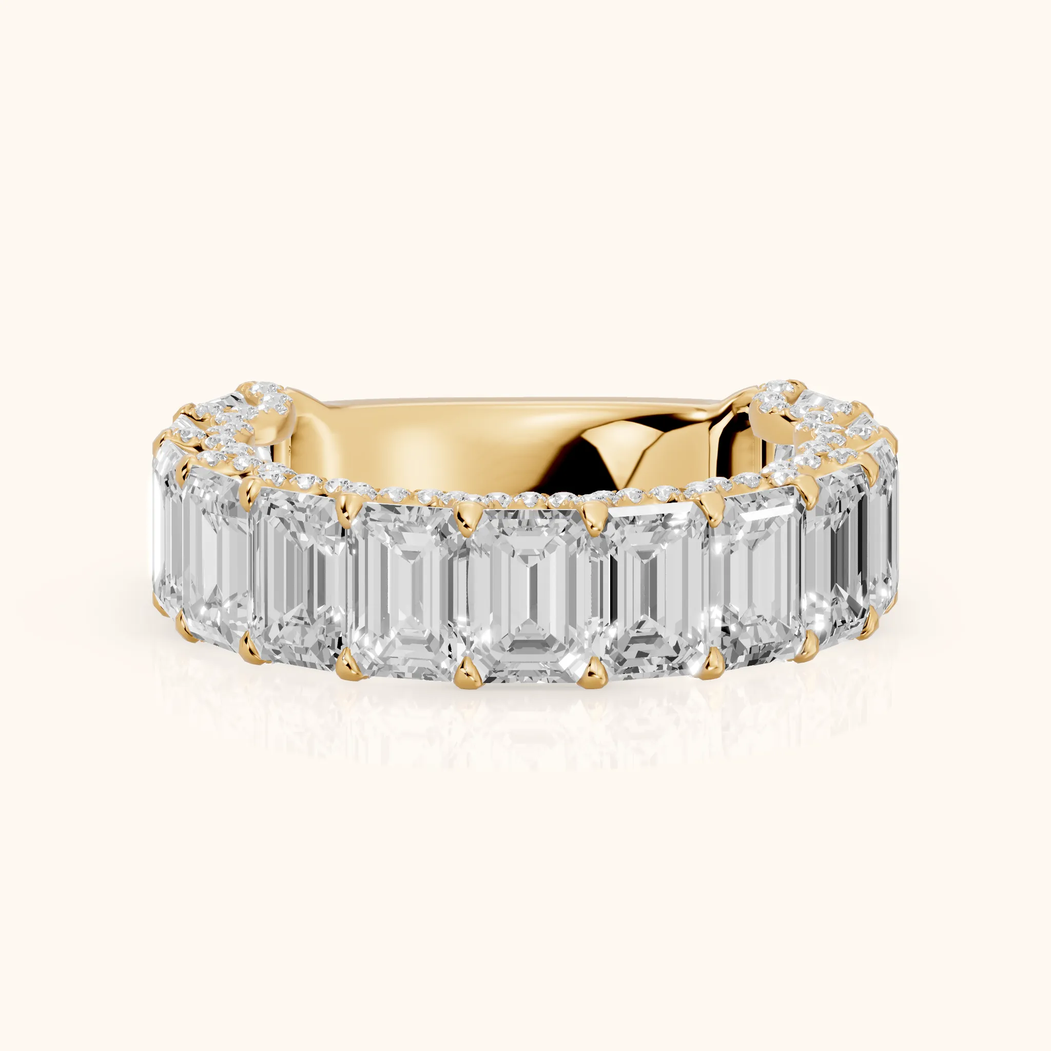 Tia Pavé Emerald Diamond Half Eternity Band in Yellow Gold — view 1