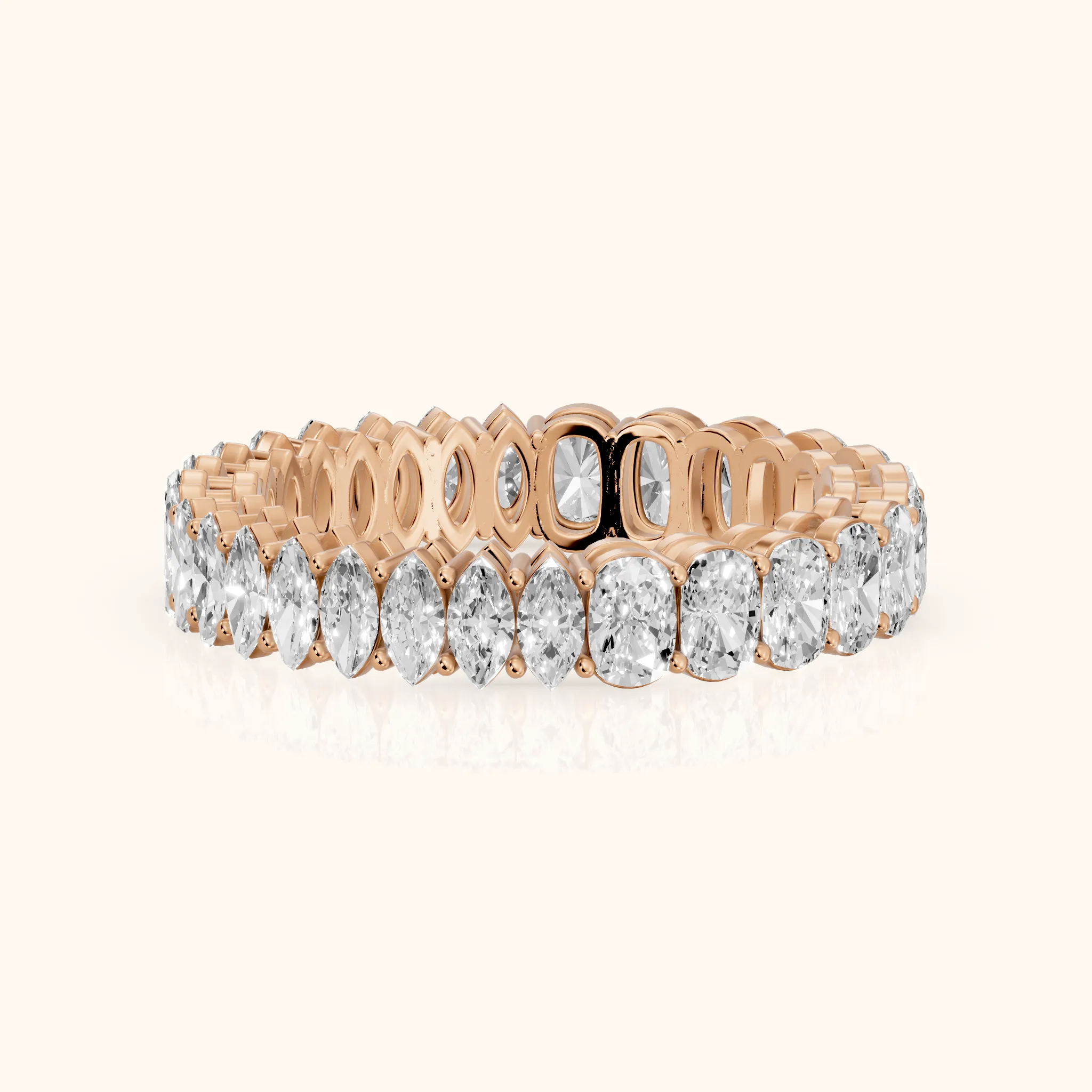 Tania Shared Prong Marquise & Cushion Diamond Eternity Band in Rose Gold — view 1