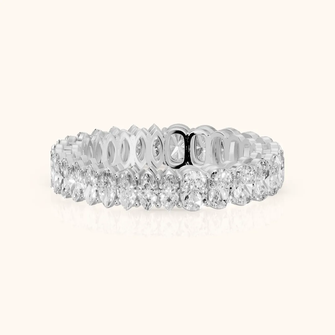 Tania Shared Prong Marquise & Cushion Diamond Eternity Band in Platinum — view 2