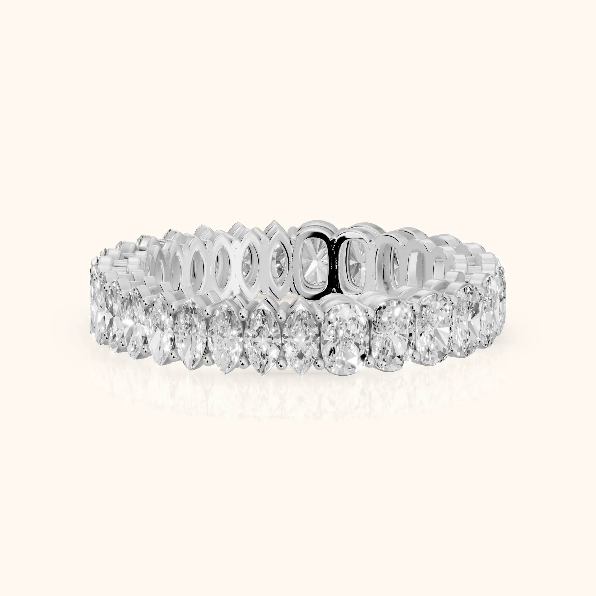 Tania Shared Prong Marquise & Cushion Diamond Eternity Band in Platinum — view 1
