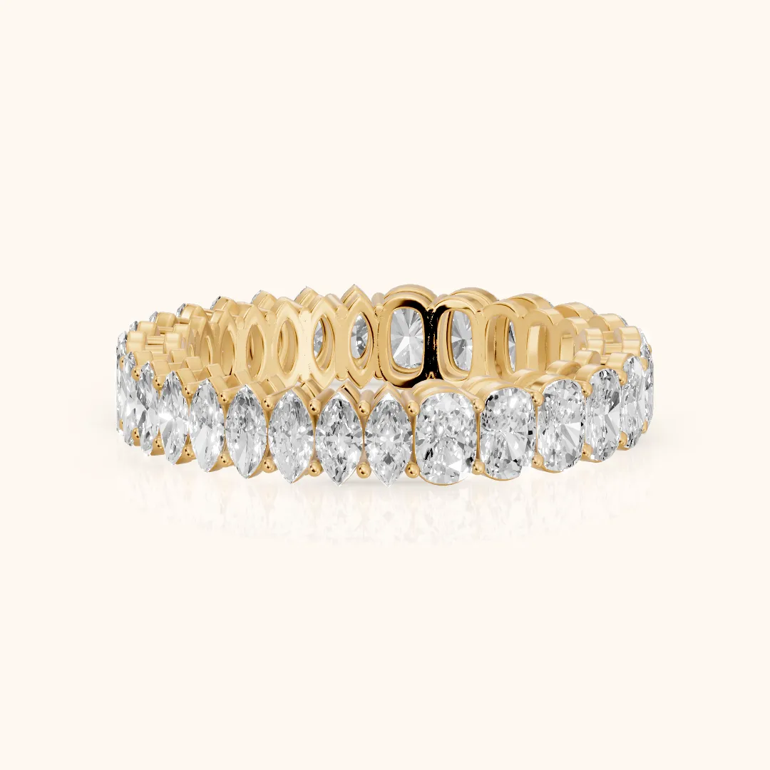 Tania Shared Prong Marquise & Cushion Diamond Eternity Band in Yellow Gold — view 2