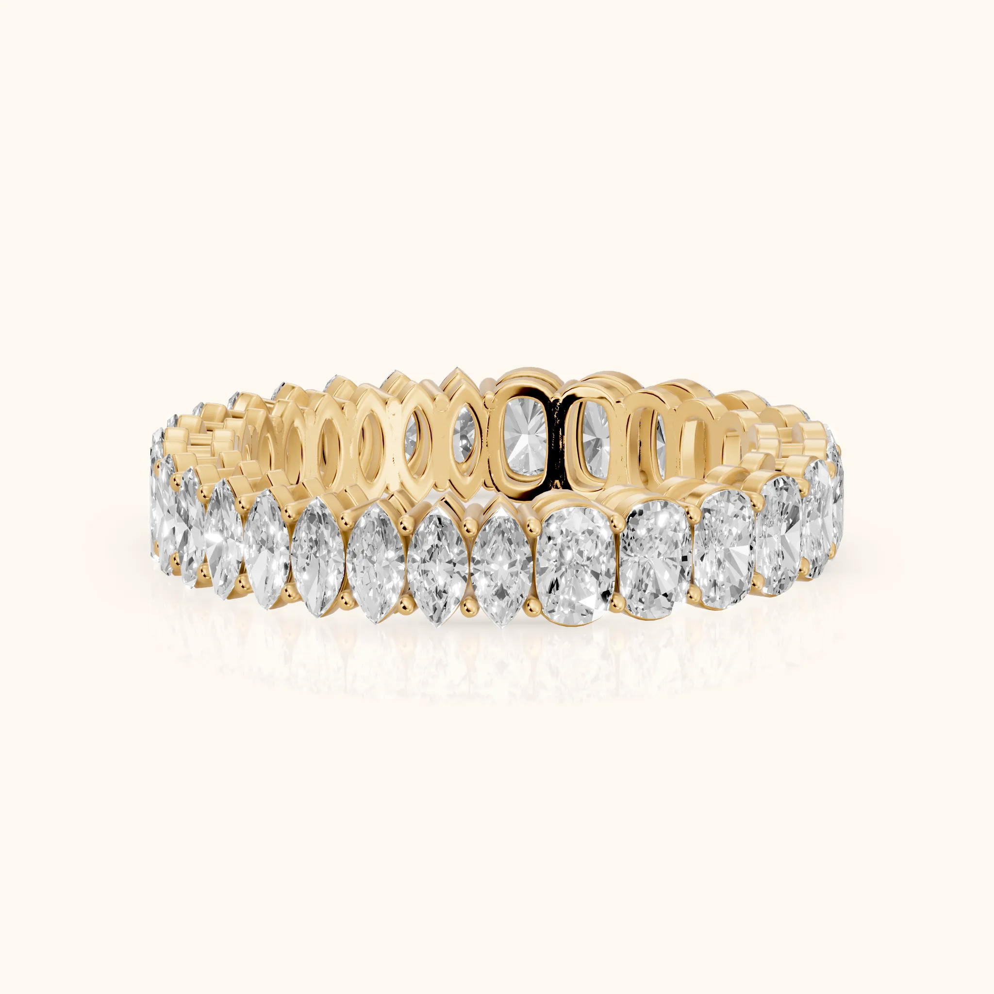 Tania Shared Prong Marquise & Cushion Diamond Eternity Band in Yellow Gold — view 1