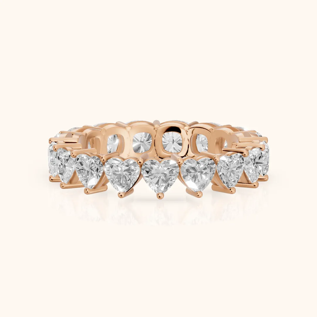 Tova Shared Prong Heart & Cushion Diamond Eternity Band in Rose Gold — view 2