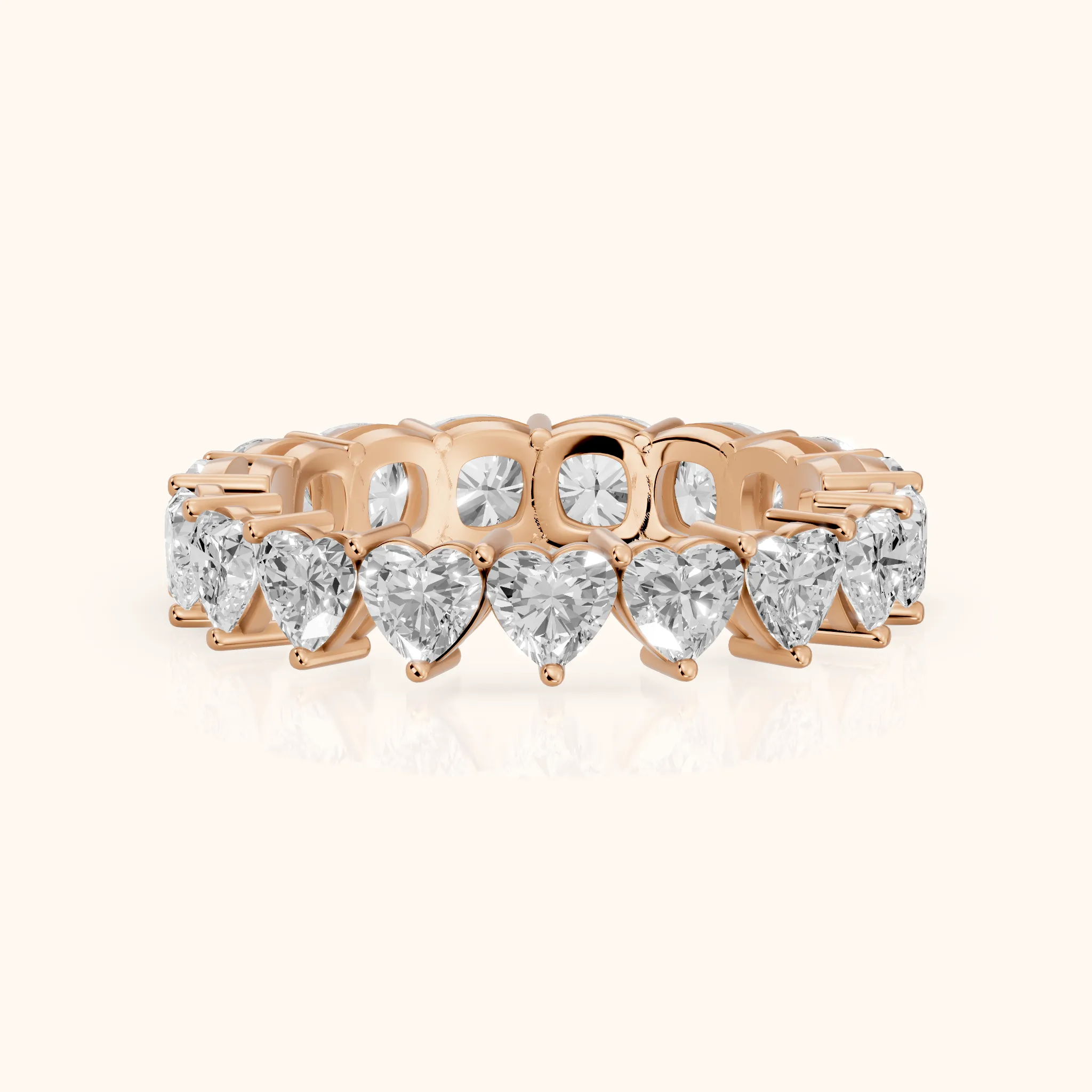 Tova Shared Prong Heart & Cushion Diamond Eternity Band in Rose Gold — view 1