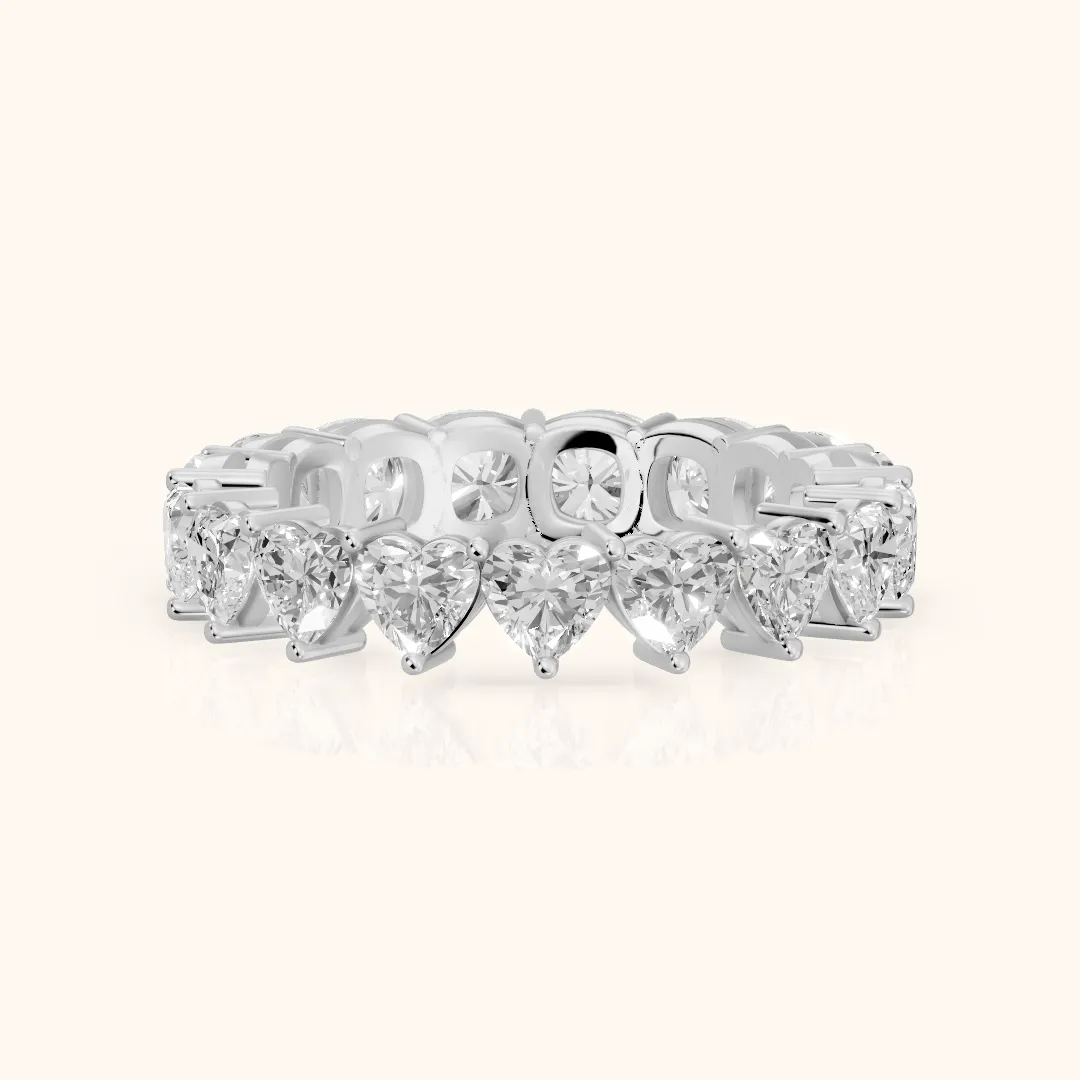 Tova Shared Prong Heart & Cushion Diamond Eternity Band in Silver — view 2