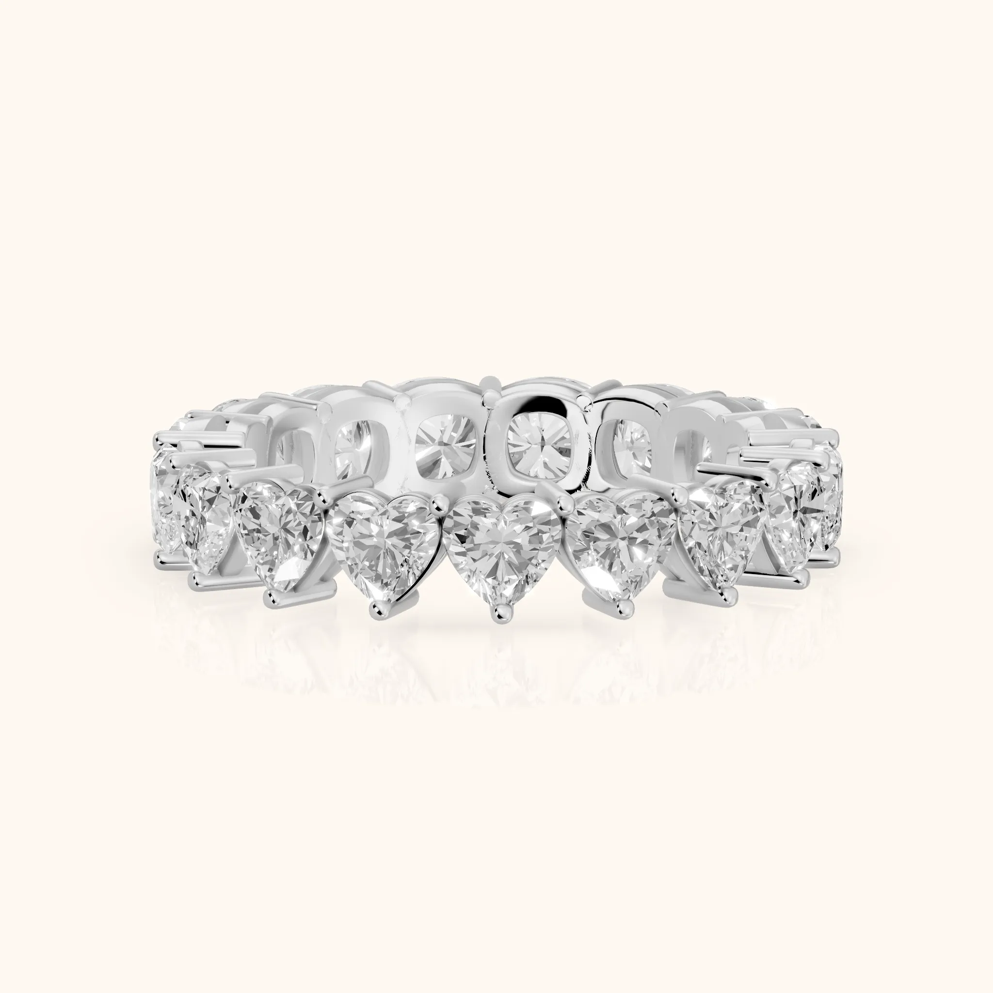 Tova Shared Prong Heart & Cushion Diamond Eternity Band in Silver — view 1