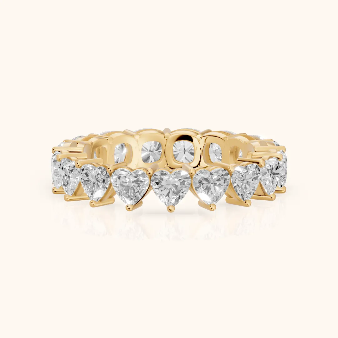Tova Shared Prong Heart & Cushion Diamond Eternity Band in Yellow Gold — view 2