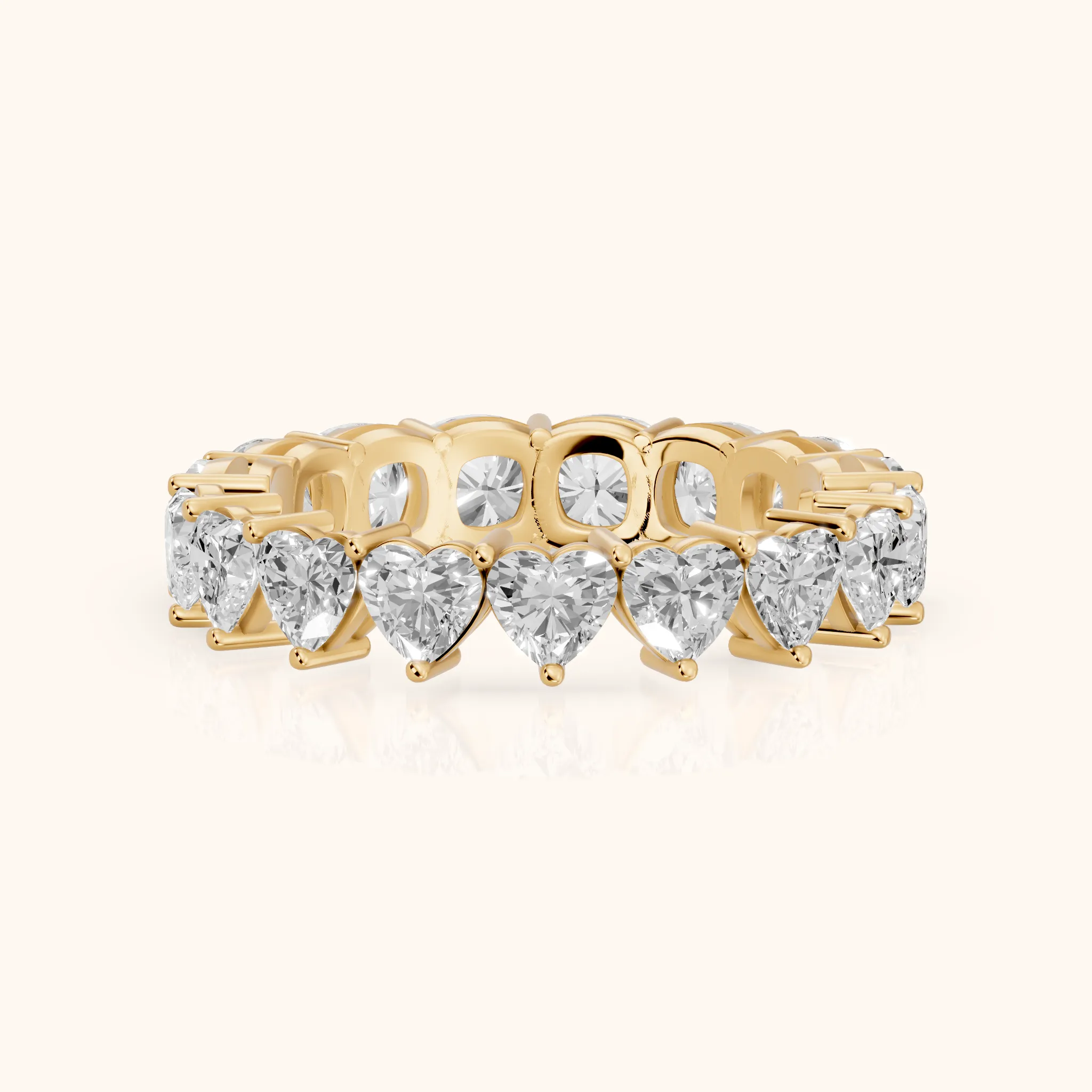 Tova Shared Prong Heart & Cushion Diamond Eternity Band in Yellow Gold — view 1