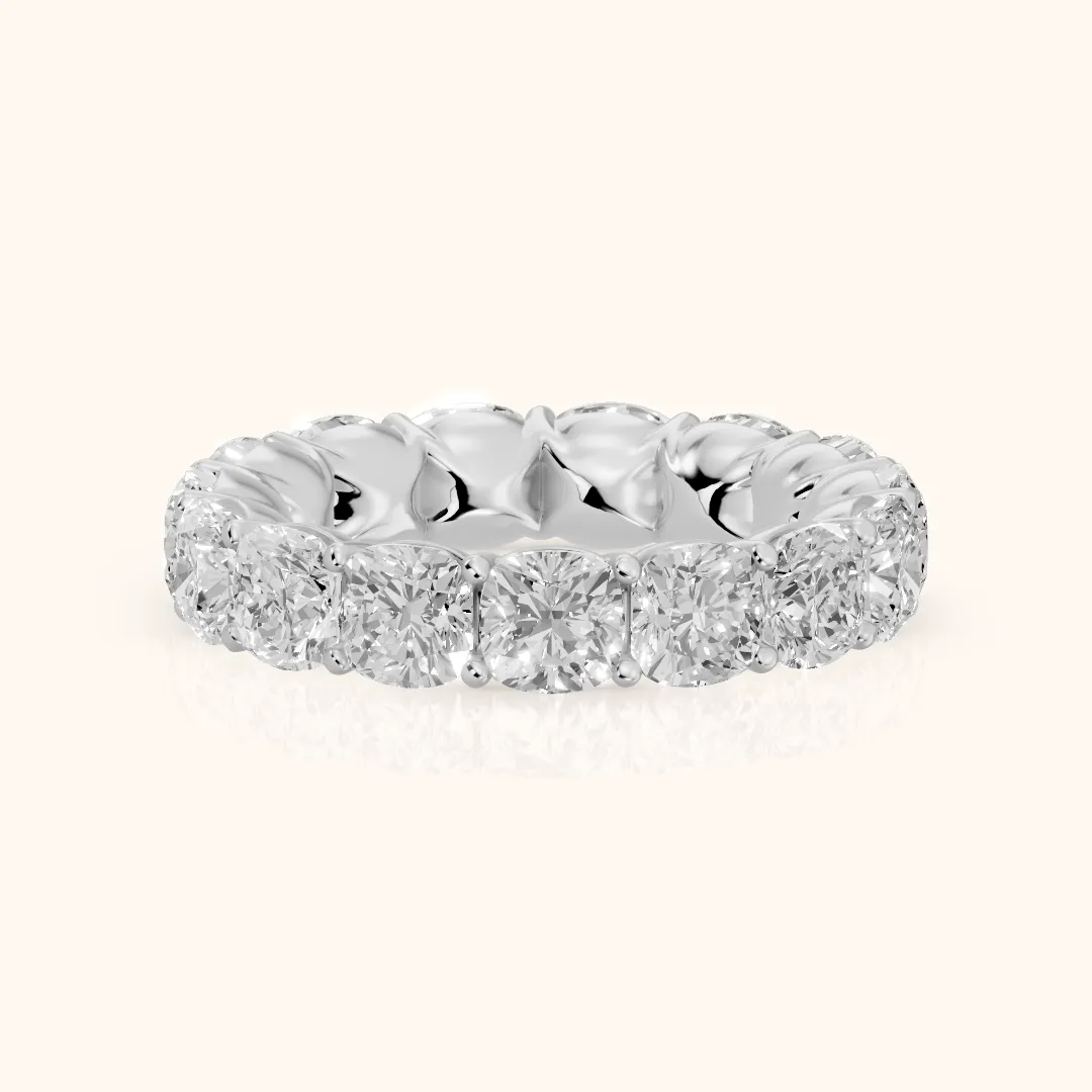 Vida Shared Prong Cushion Diamond Eternity Band in Silver — view 2