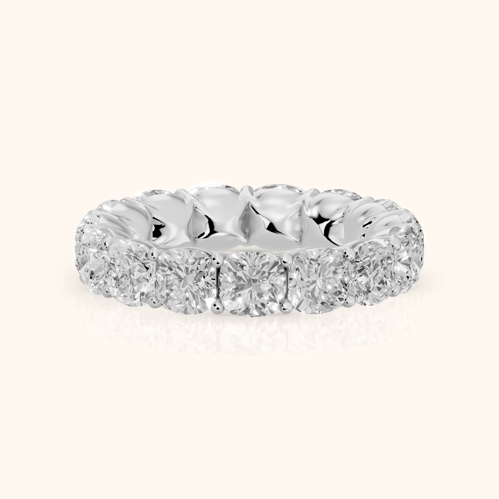 Vida Shared Prong Cushion Diamond Eternity Band in Silver — view 1