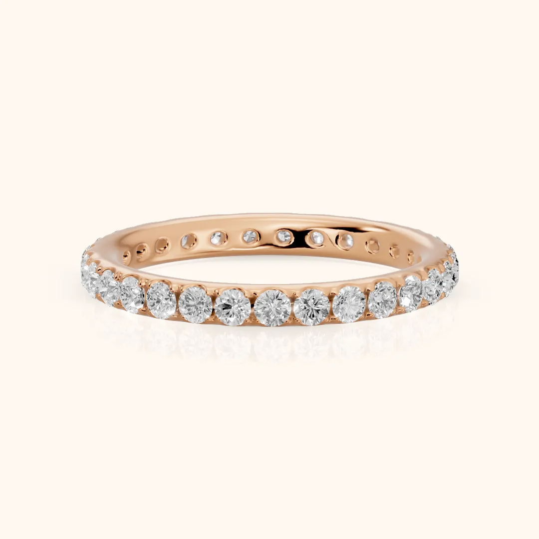 Zora Micropavé Round Diamond Eternity Band in Rose Gold — view 2