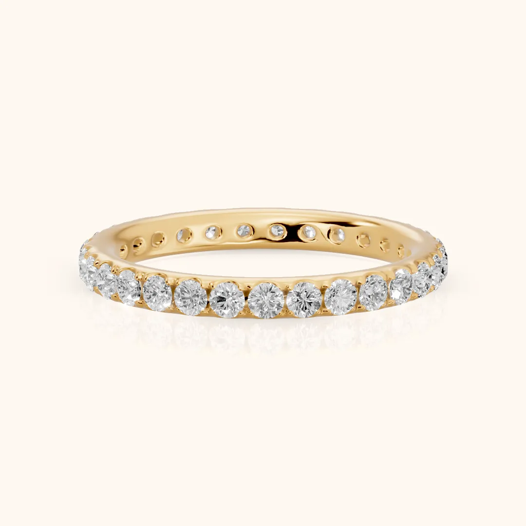 Zora Micropavé Round Diamond Eternity Band in Yellow Gold — view 2