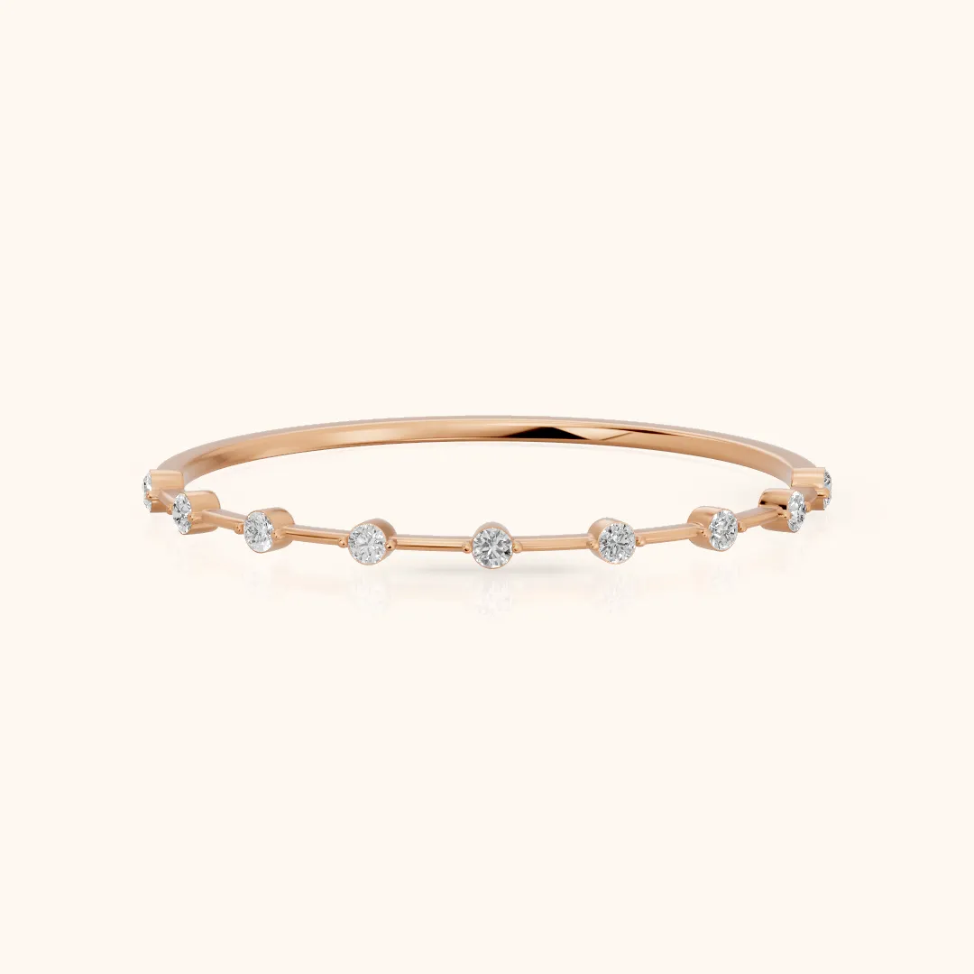 Zaria Dot Dash Round Diamond Wedding Band in Rose Gold — view 2