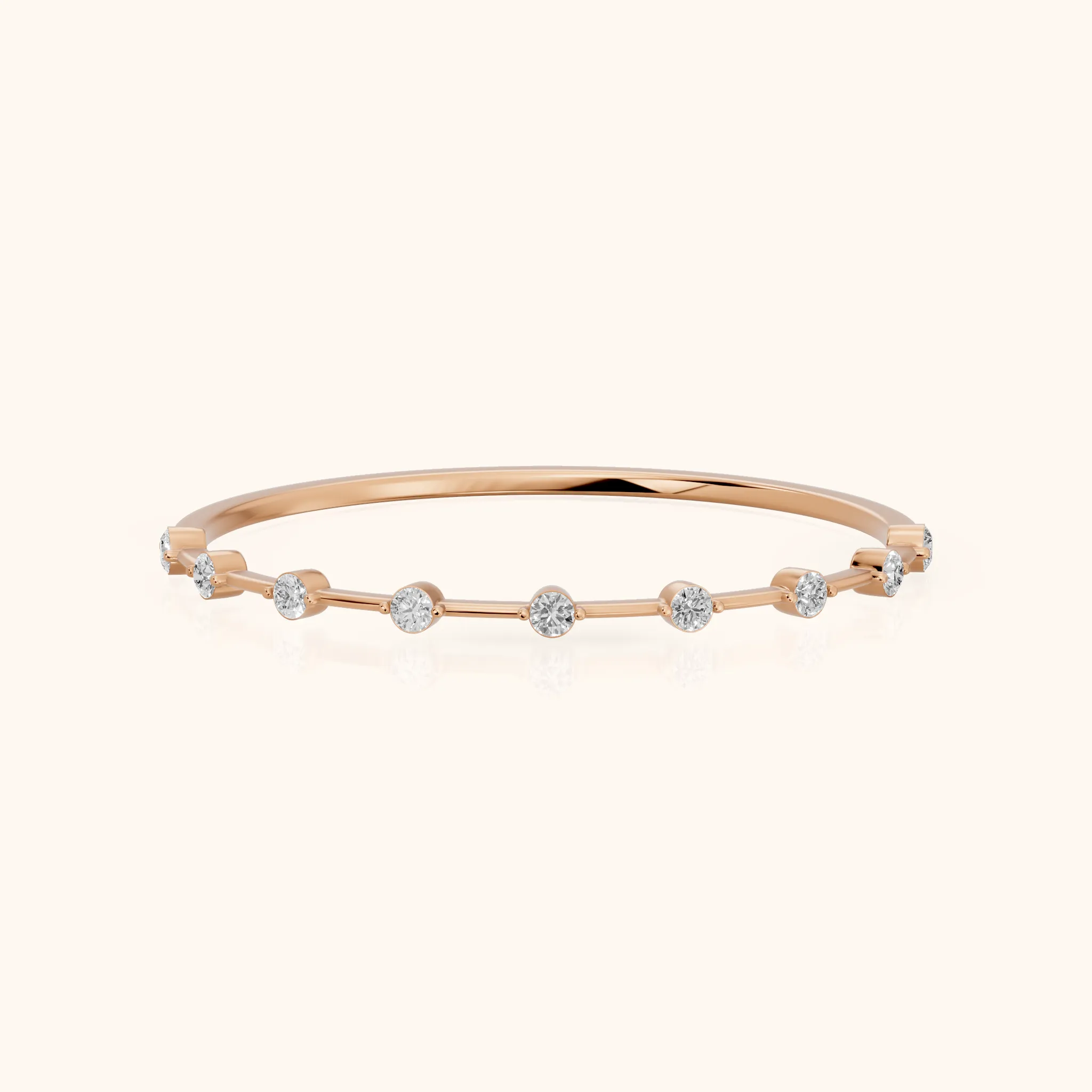 Zaria Dot Dash Round Diamond Wedding Band in Rose Gold — view 1